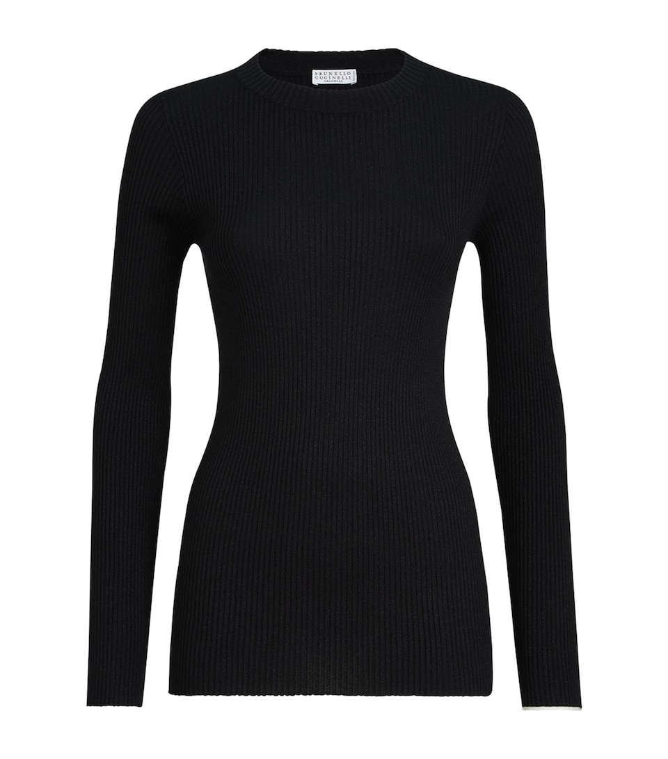 Brunello Cucinelli Womens Cashmere-Blend Sparkle Sweater