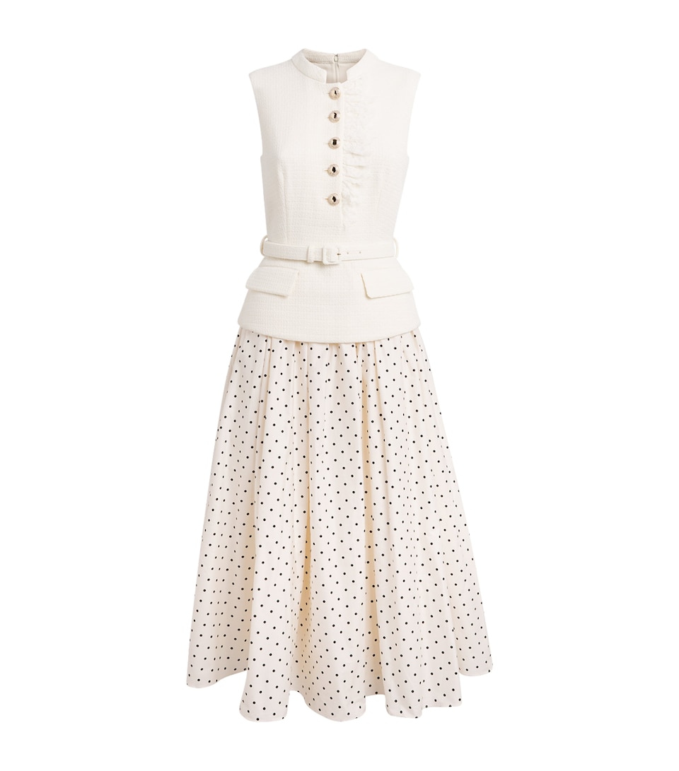 Bouclé Polka-Dot Midi Dress
