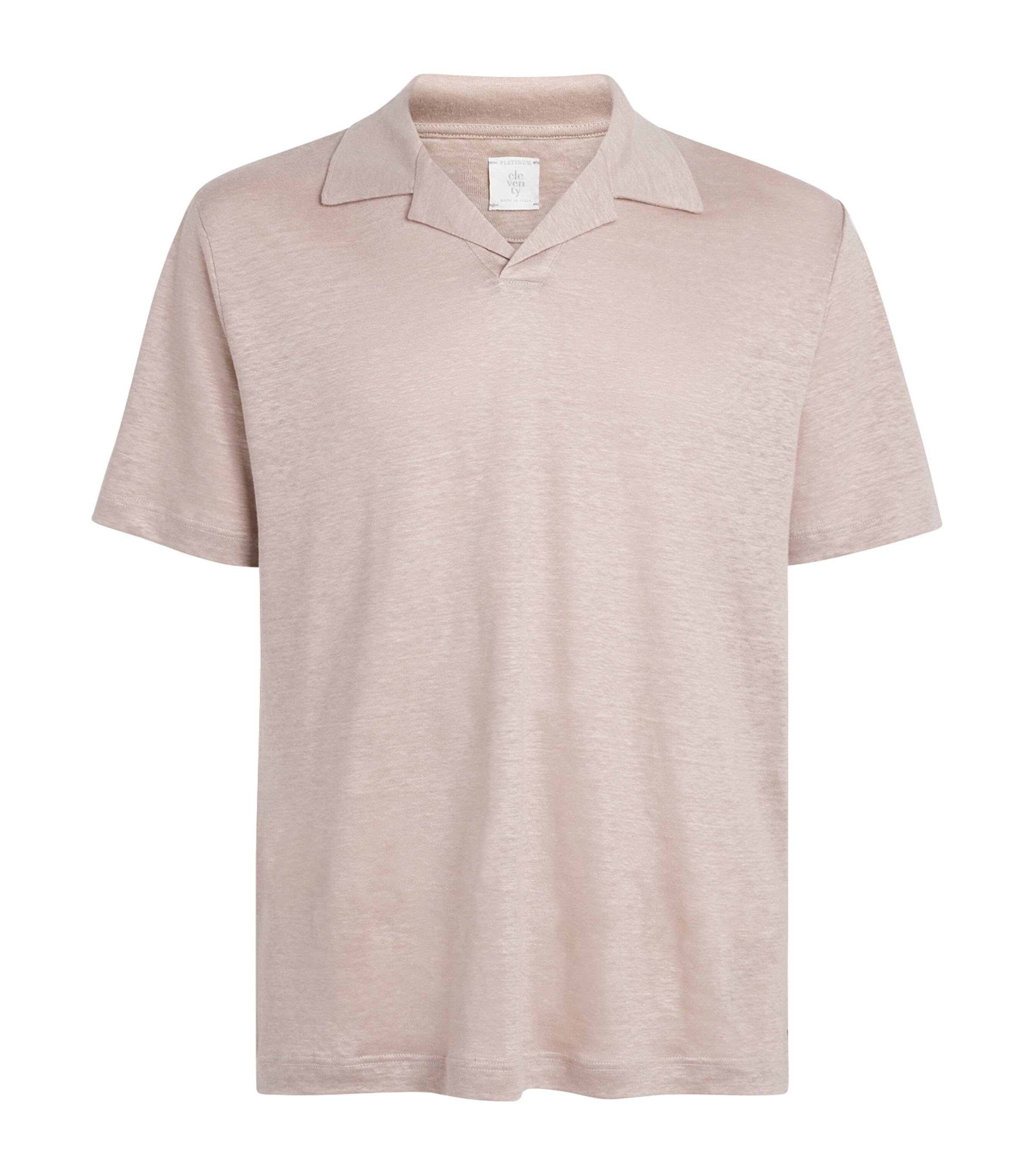 Eleventy Mens Linen Polo Shirt Cipria
