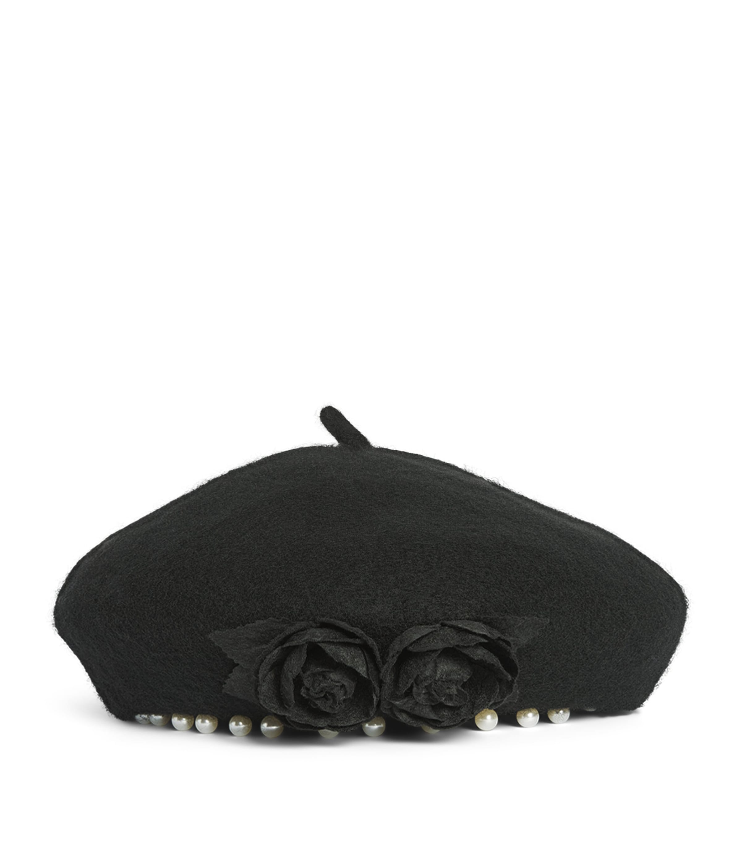 Monnalisa Felt Appliqué Beret Nero