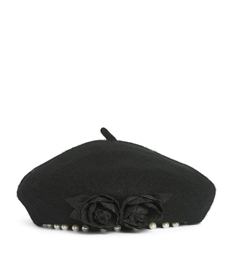 Monnalisa Felt Appliqué Beret Nero
