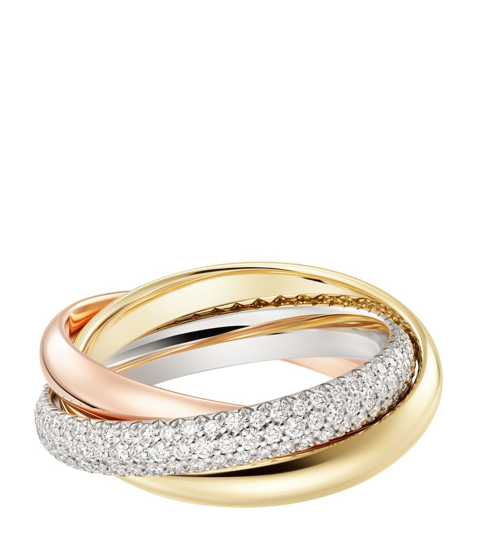 Medium White, Yellow, Rose Gold and Diamond Trinity Ring