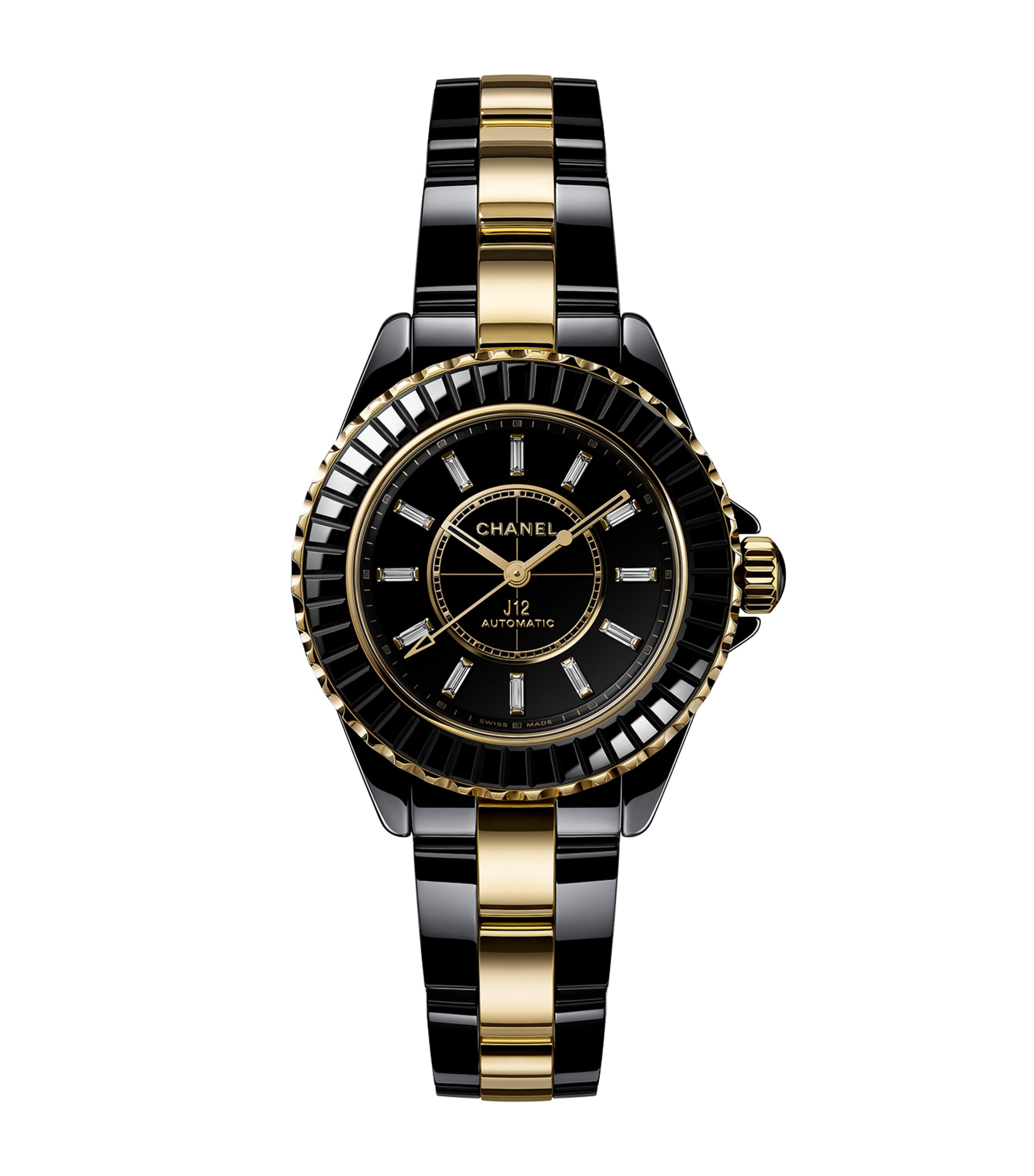 Yellow Gold, Ceramic and Diamond J12 Calibre 12.2 Watch 33mm