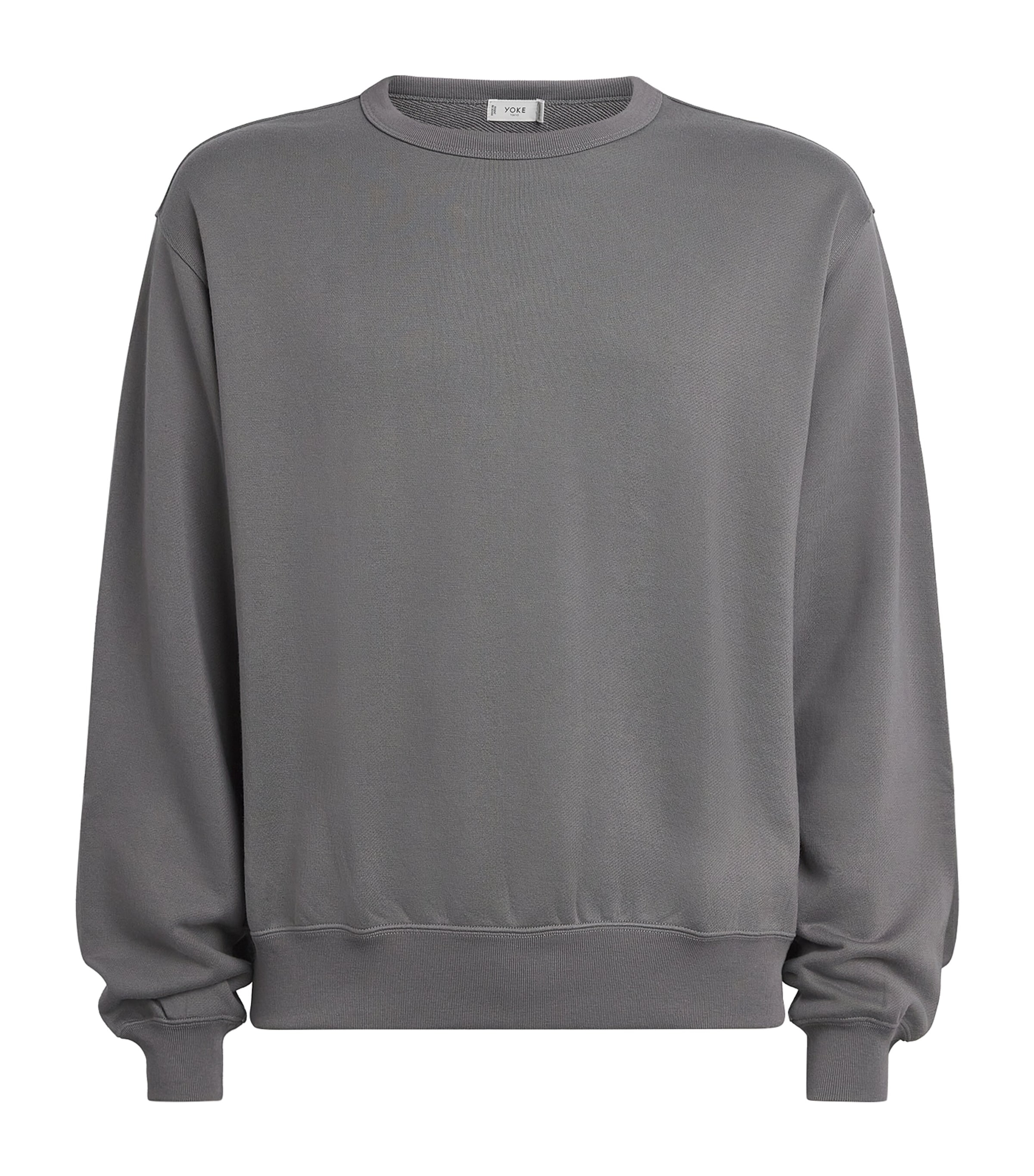 YOKE Mens Cotton Crew-Neck Sweater Gray