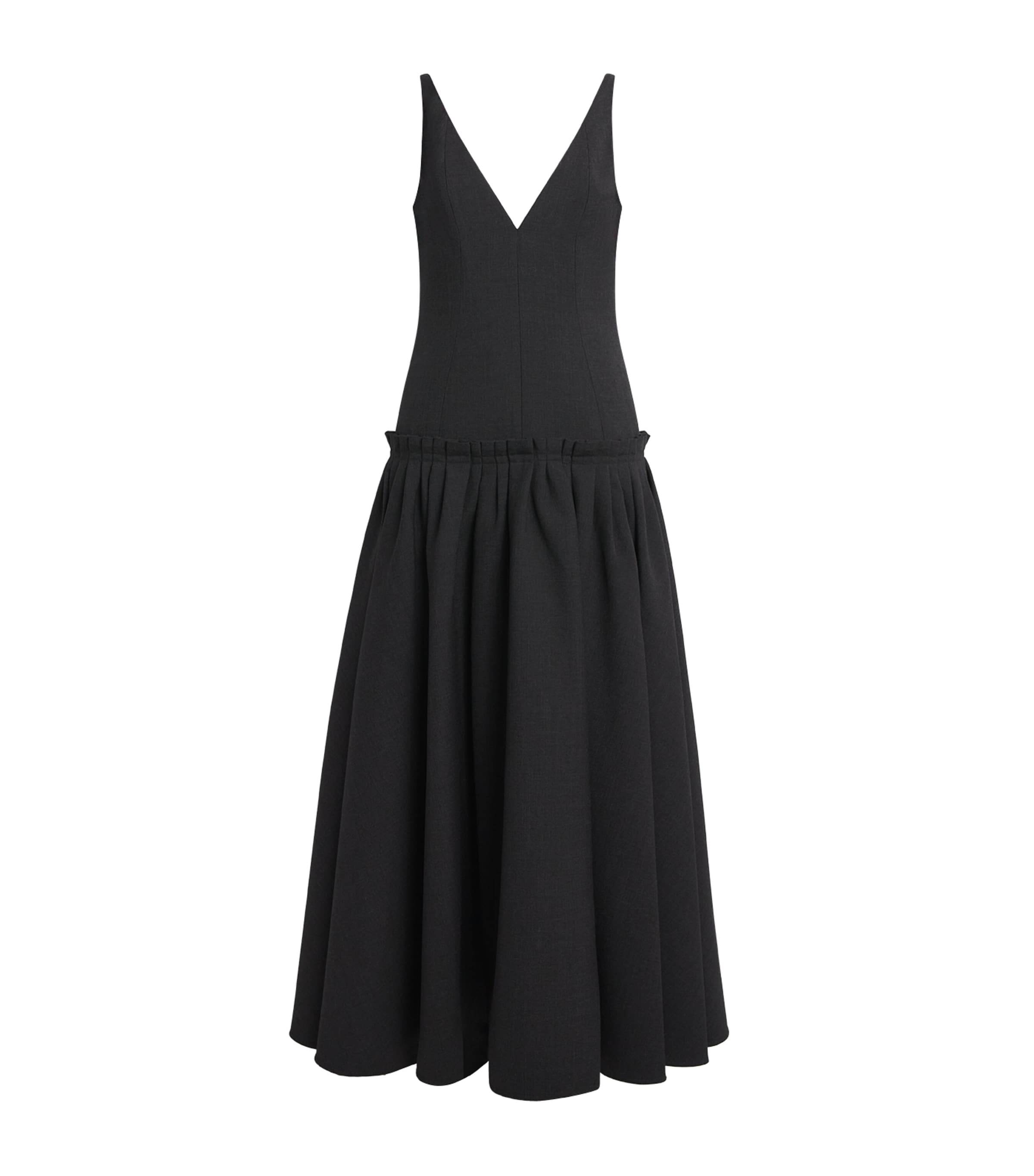 AMI Paris Womens Wool Gabardine Midi Dress Gris Carbone