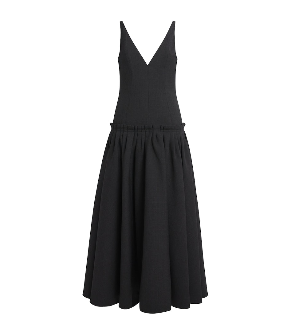 AMI Paris Womens Wool Gabardine Midi Dress Gris Carbone