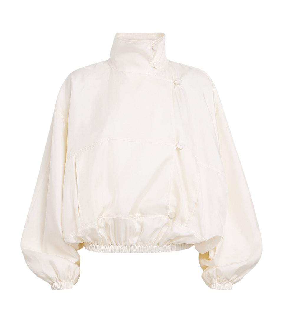 Róhe Womens Silk Blouson Anorak Blouse Cream