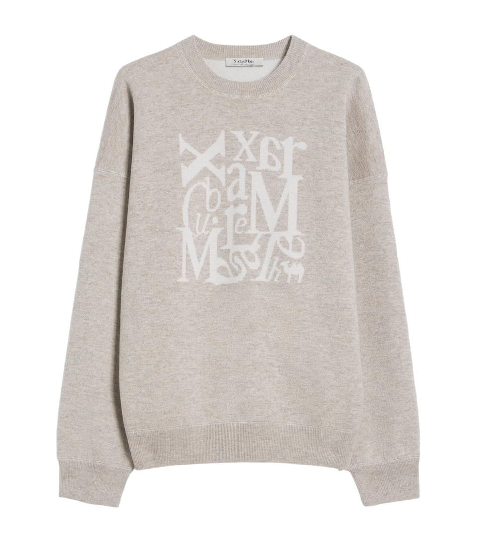 Max Mara Womens Wool-Blend Logo Sweater Beige