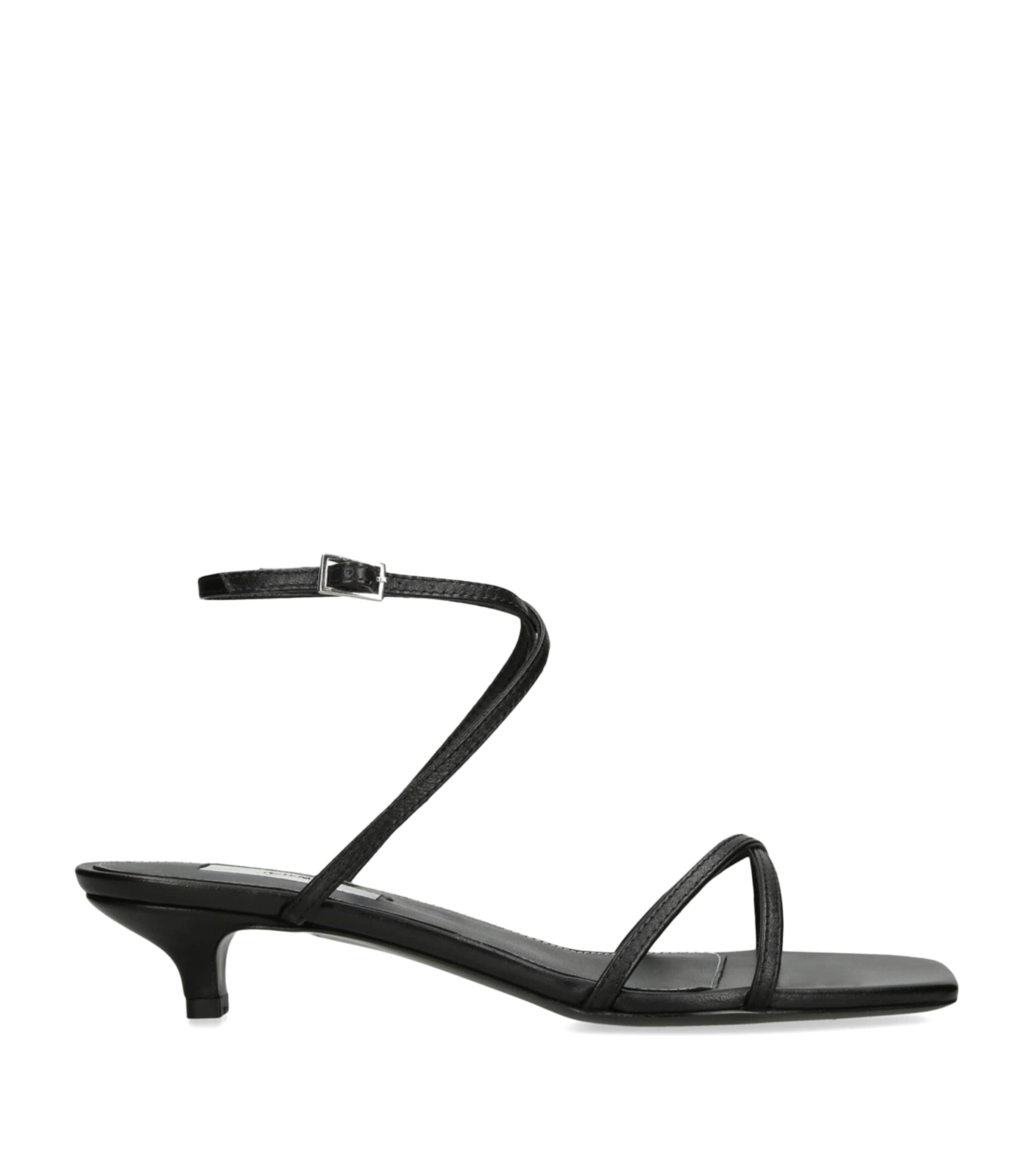 Leather Crossover Heeled Sandals 35