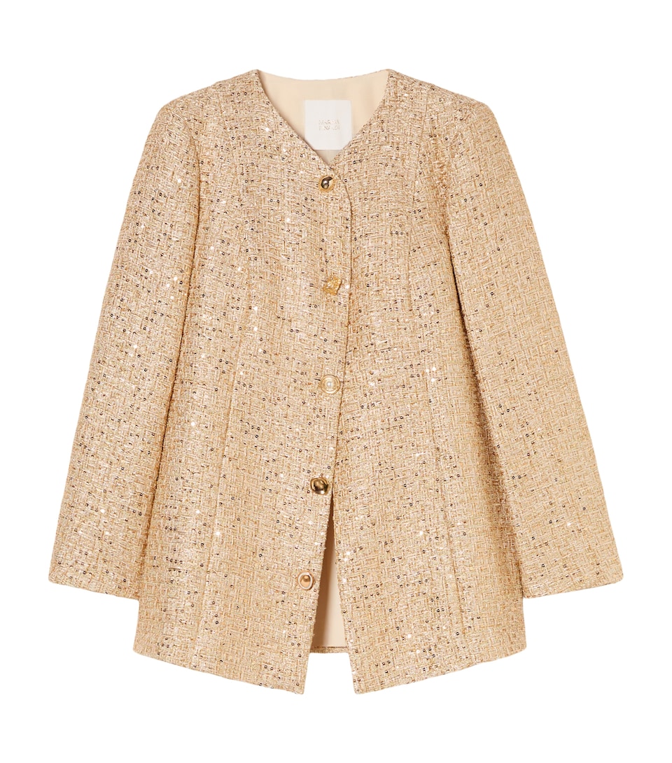 Marina Rinaldi Womens Tweed Longline Blazer Light Gold