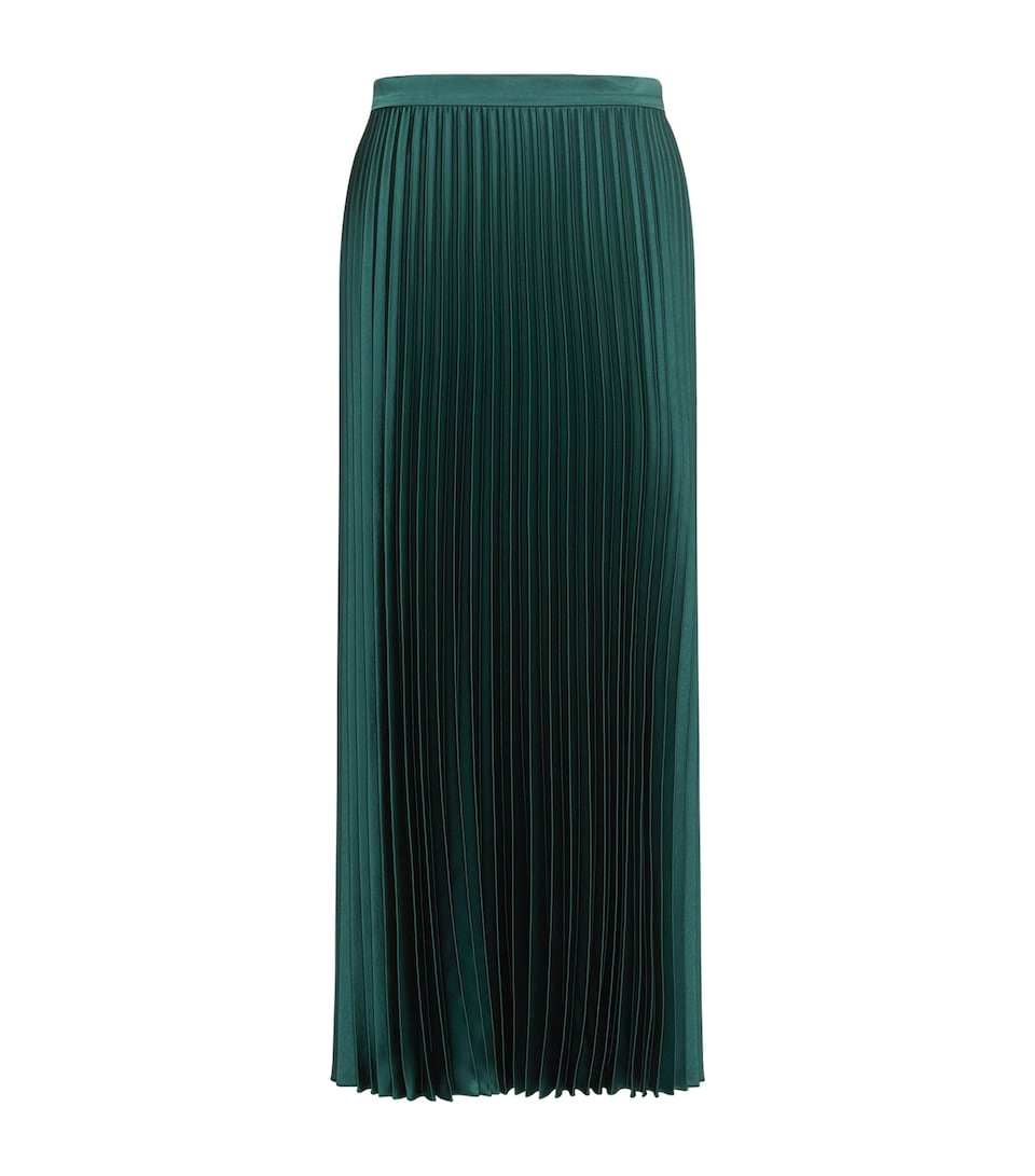 Weekend Max Mara Womens Satin Pleated Maxi Skirt Dark Green