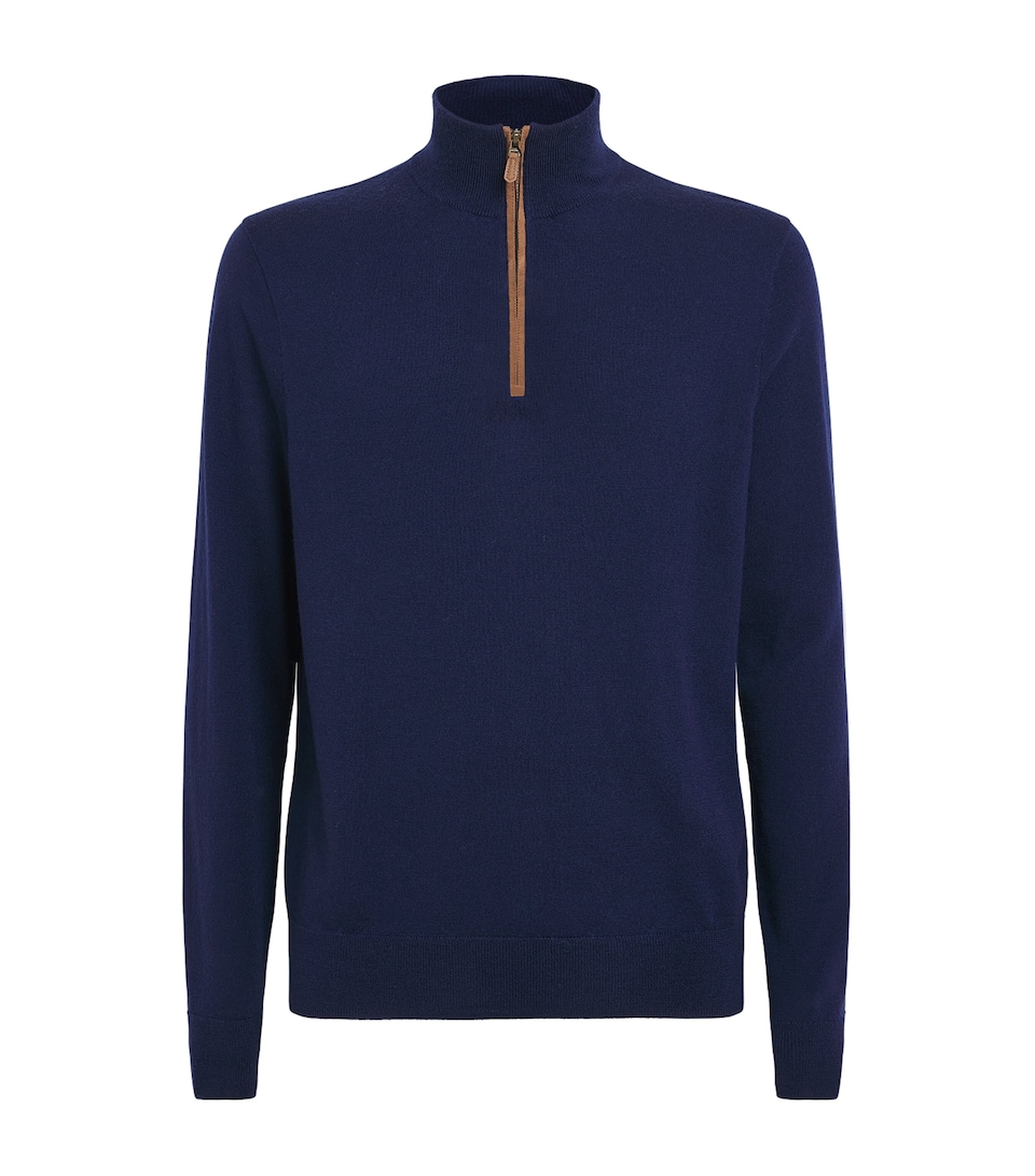 RLX Ralph Lauren Mens Wool Quarter-Zip Sweater Refined Navy