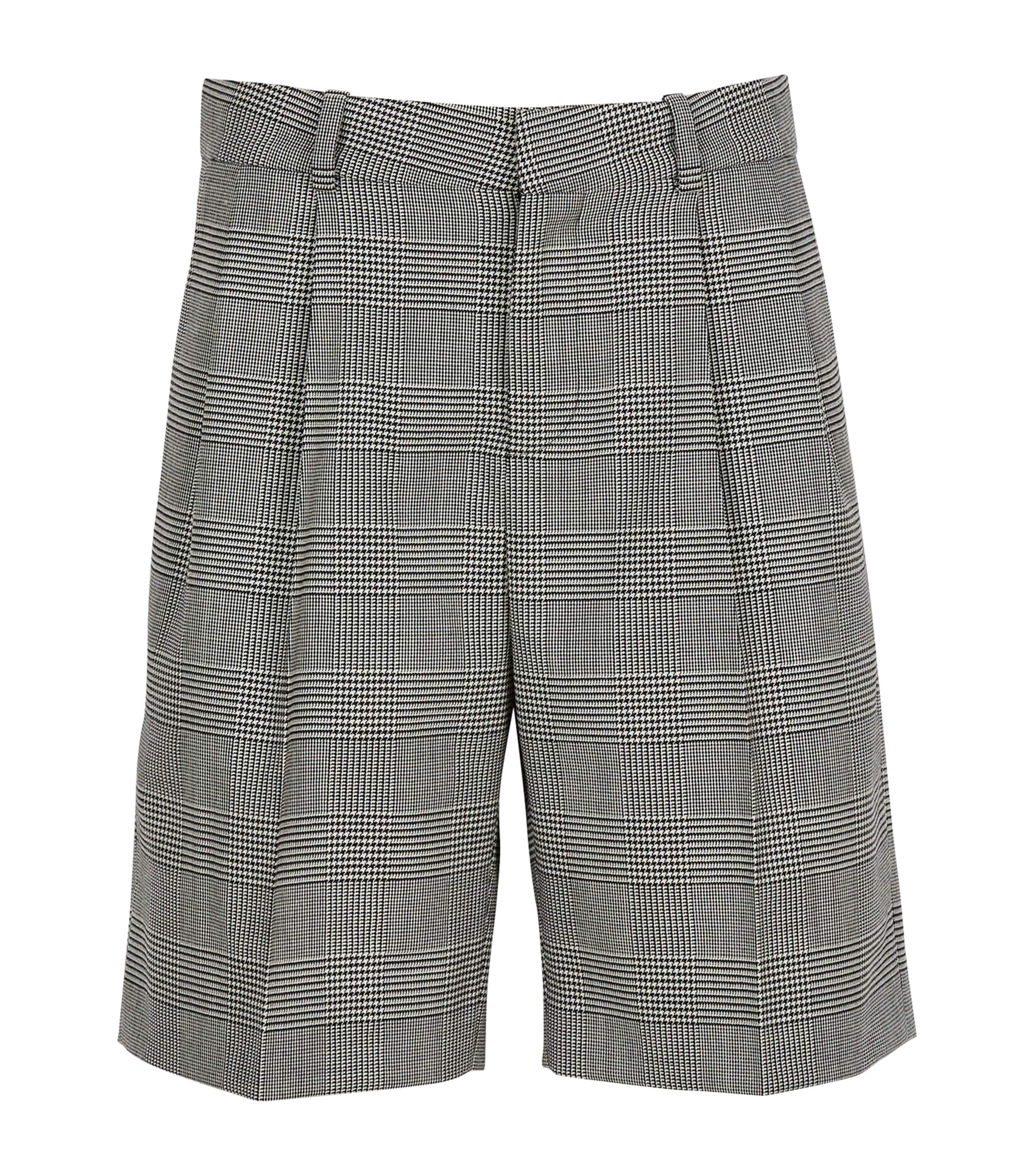 Virgin Wool-Blend Check Shorts