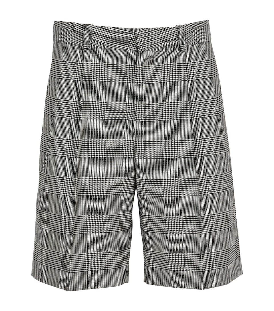 Virgin Wool-Blend Check Shorts