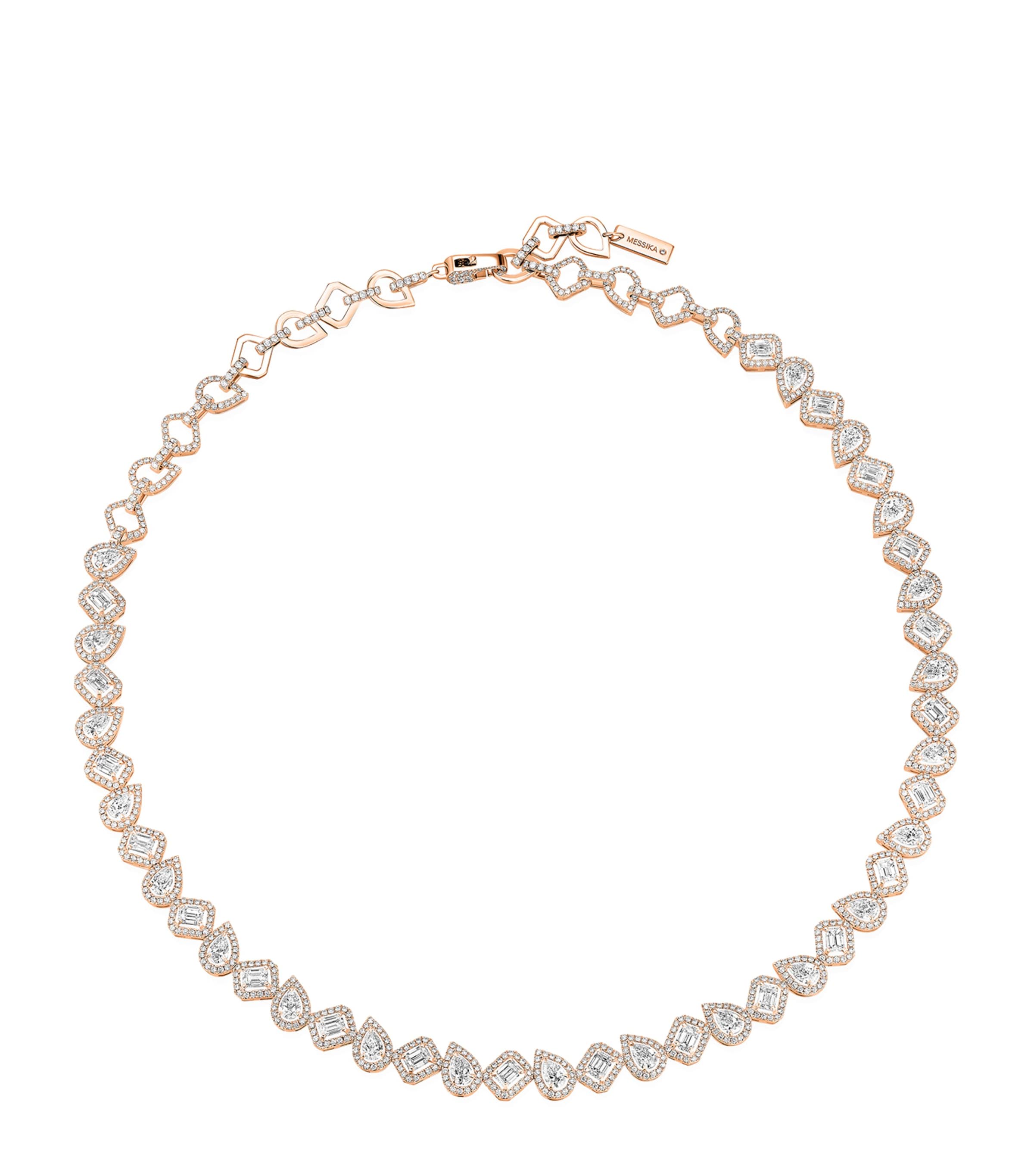 Messika My Twin Rivière Pink Gold and White Diamond Necklace White Gold