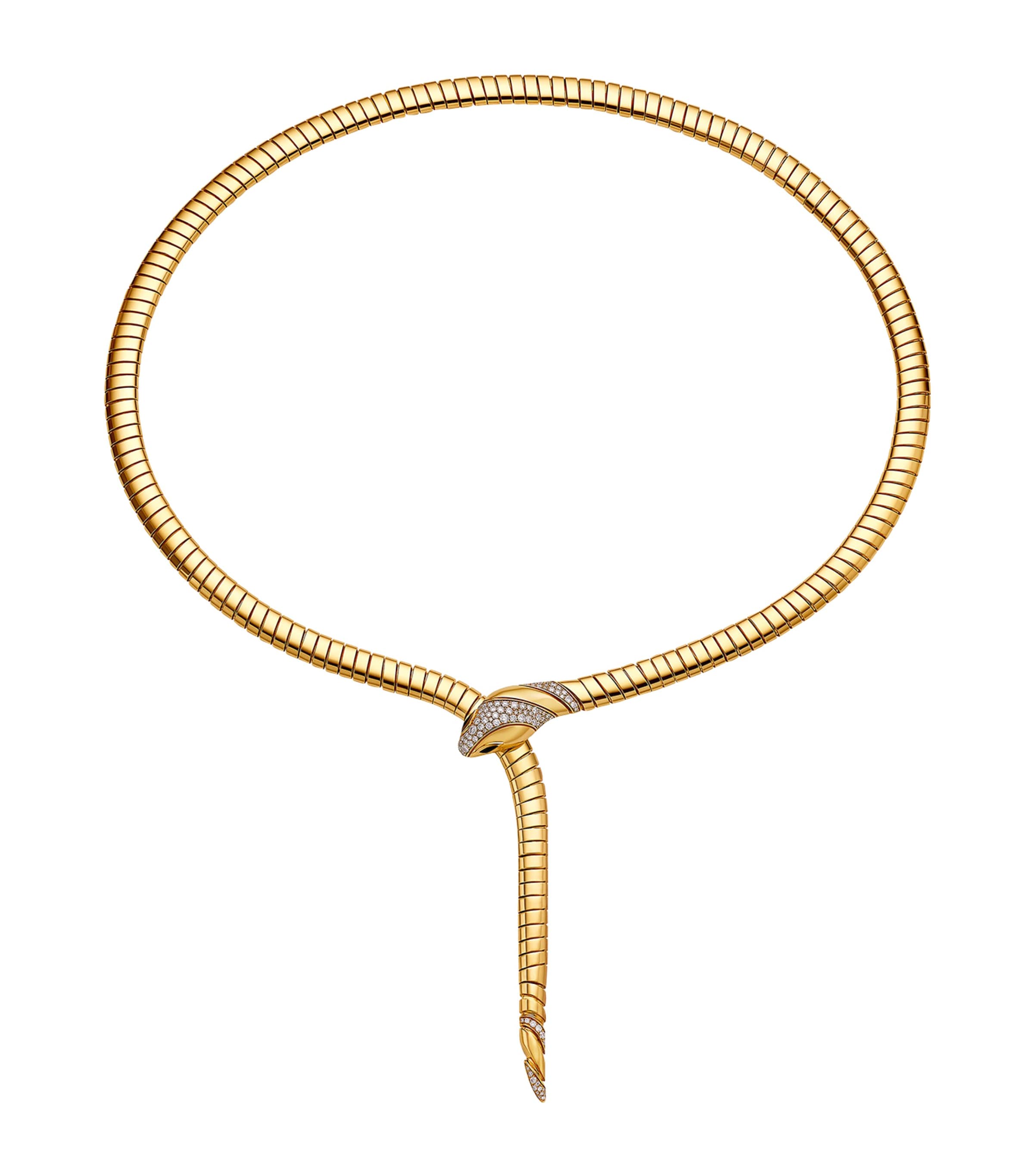 Yellow Gold and Diamond Serpenti Tubogas Necklace