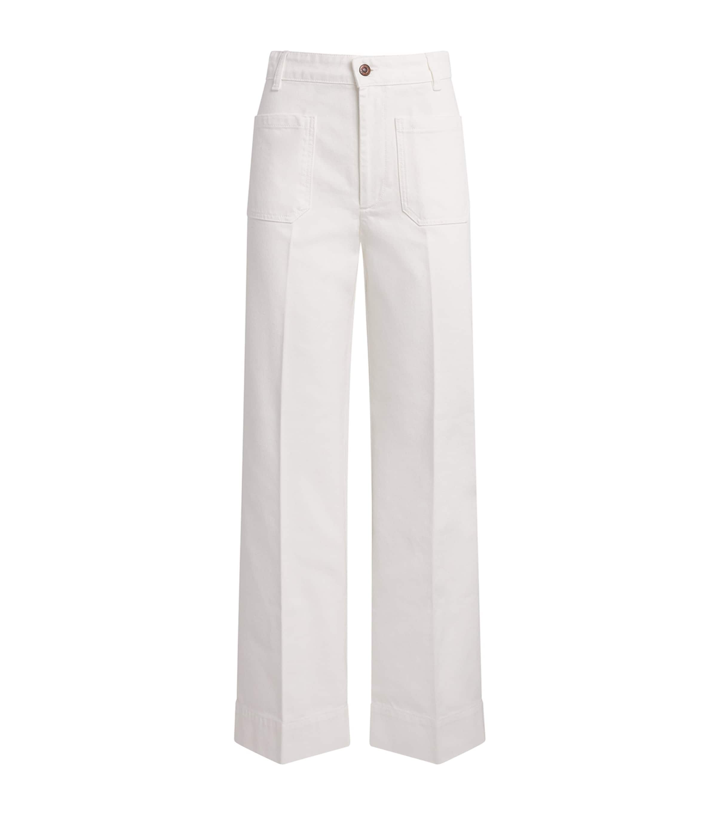 Victoria Beckham Womens Alina High-Rise Wide-Leg Jeans Washed White