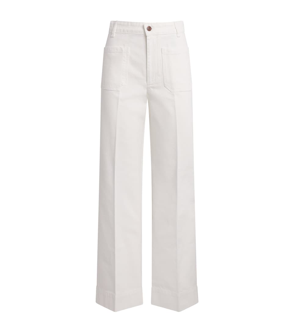 Victoria Beckham Womens Alina High-Rise Wide-Leg Jeans Washed White