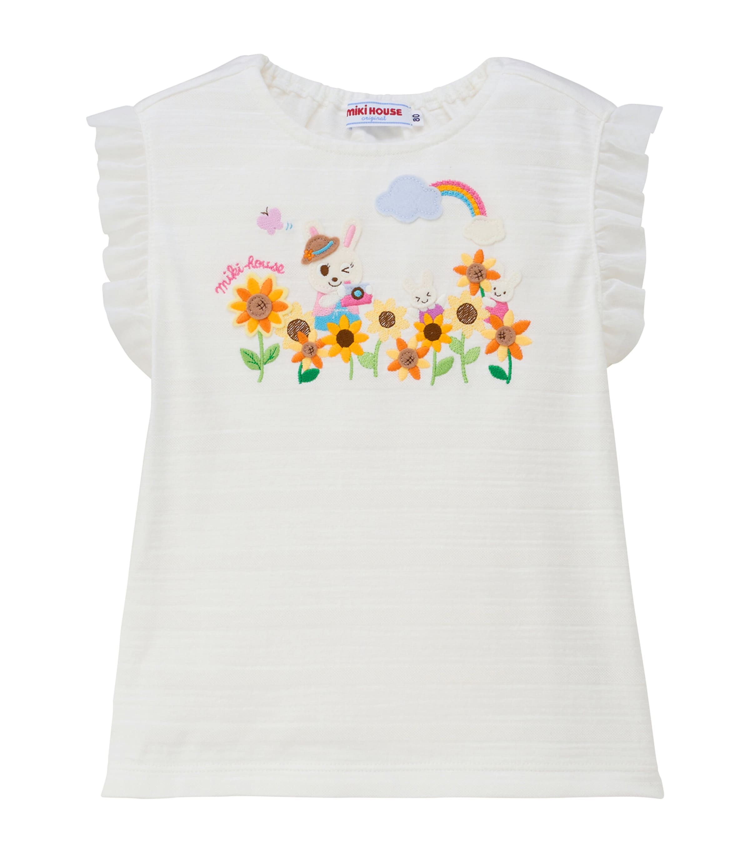 Miki House Cotton Sleeveless Embroidered T-Shirt (2-5 Years)