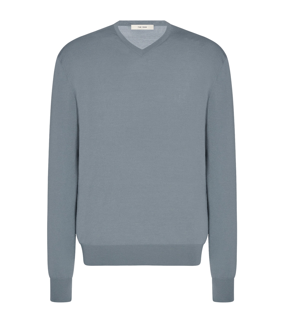 The Row Mens Senna Merino Sweater Azure Grey