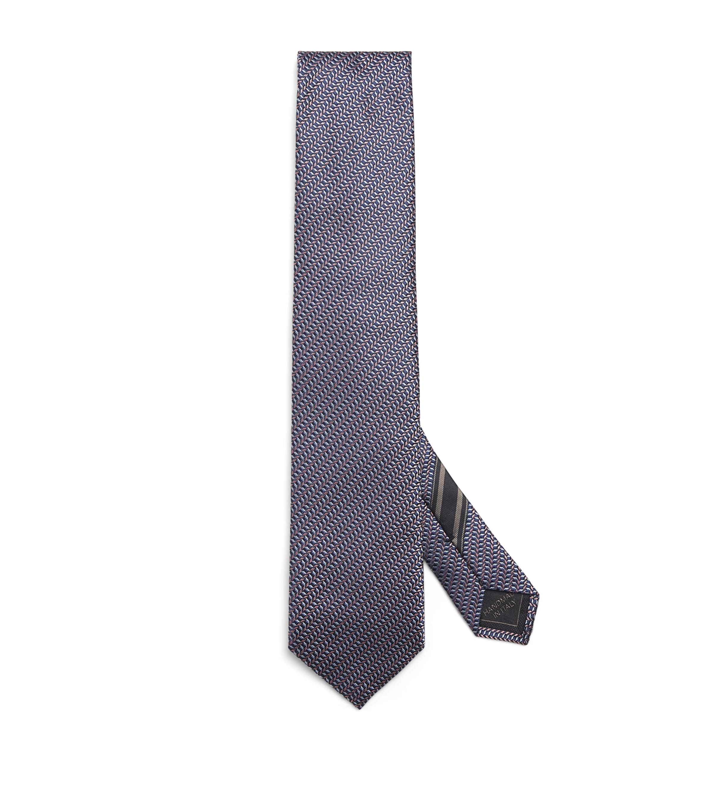 Silk Geometric-Jacquard Tie