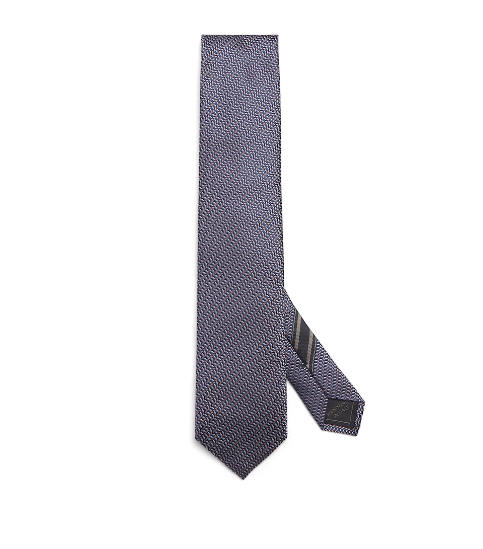 Silk Geometric-Jacquard Tie