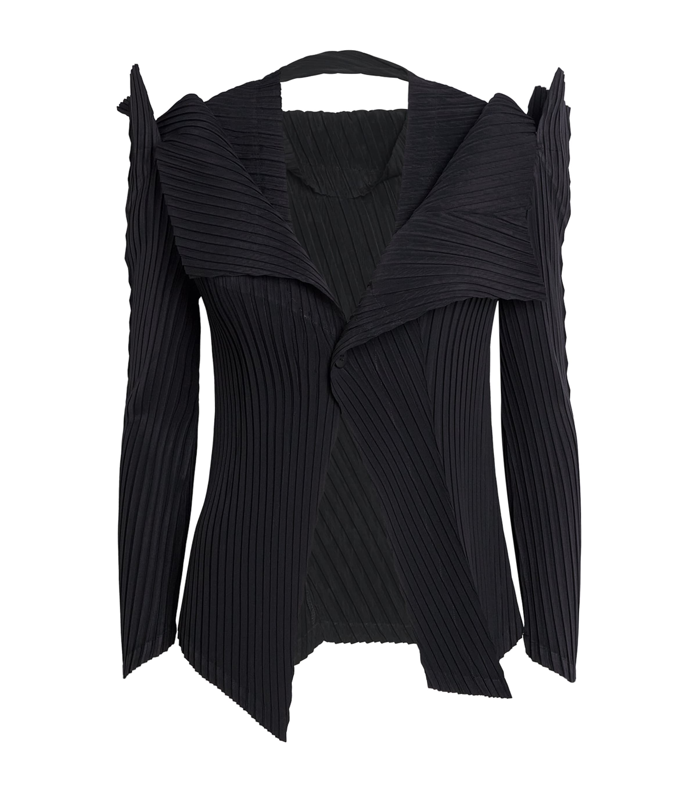 Issey Miyake Womens Tubular Pleats Cardigan Black