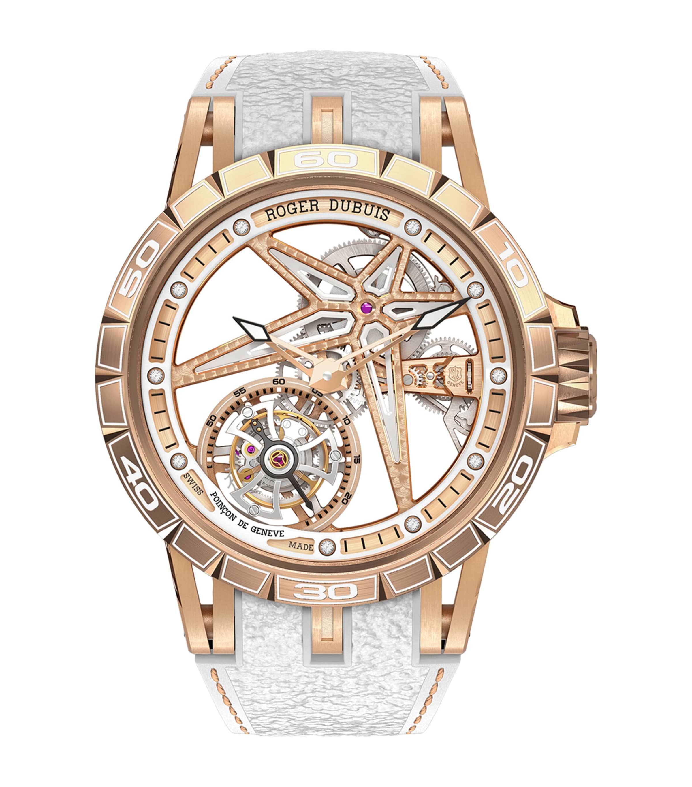 Roger Dubuis Pink Gold Excalibur Spider Monotourbillon Watch 39mm Grey