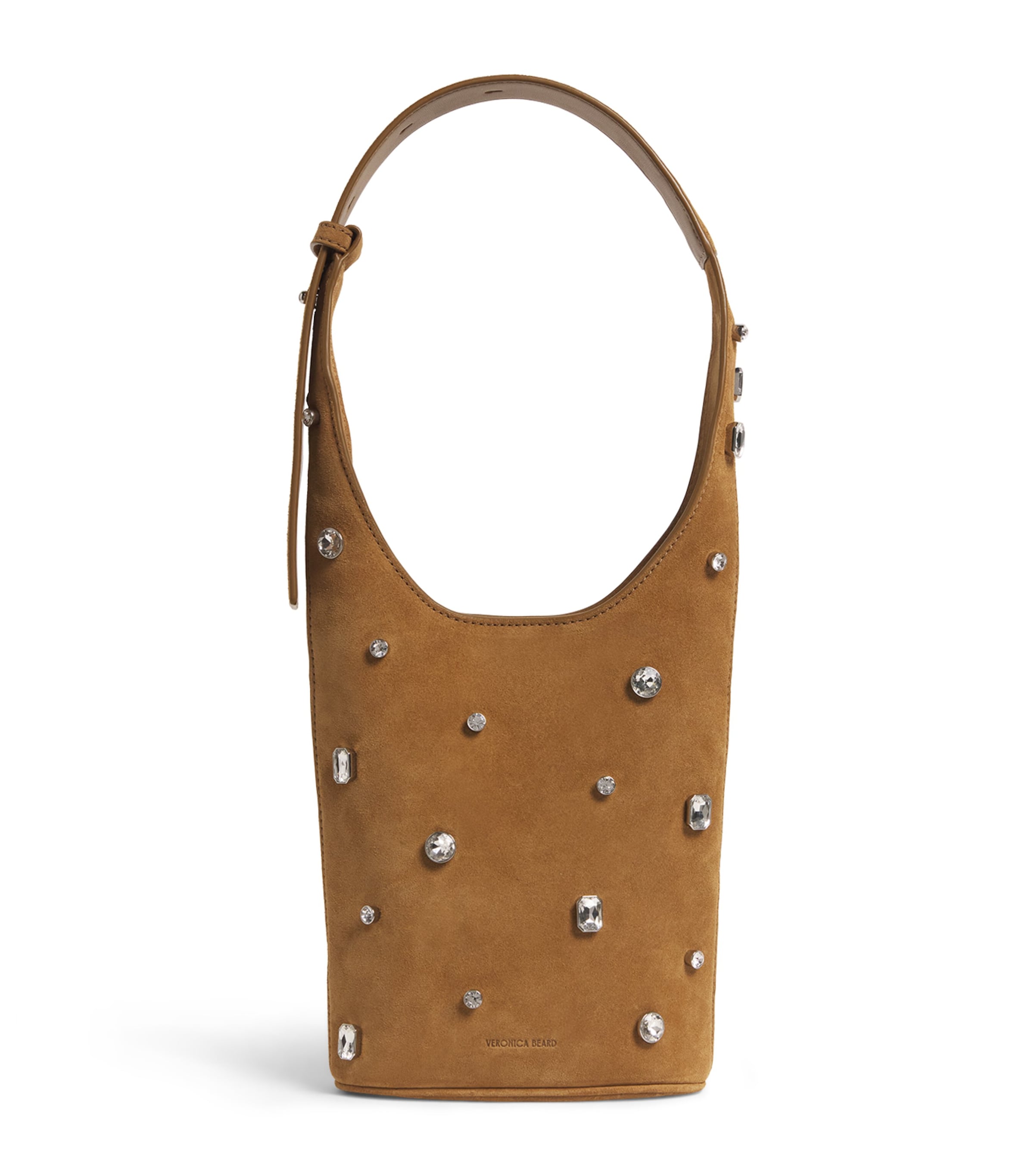 Suede Embellished Loop Shoulder Bag