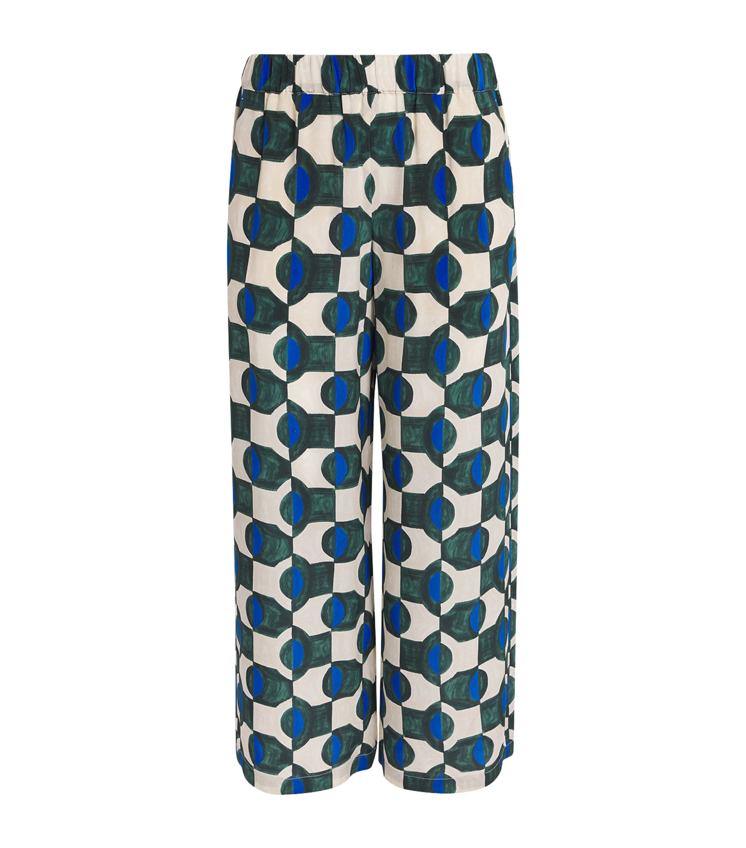 Weekend Max Mara Womens Silk Printed Wide-Leg Trousers Green Gmetrc
