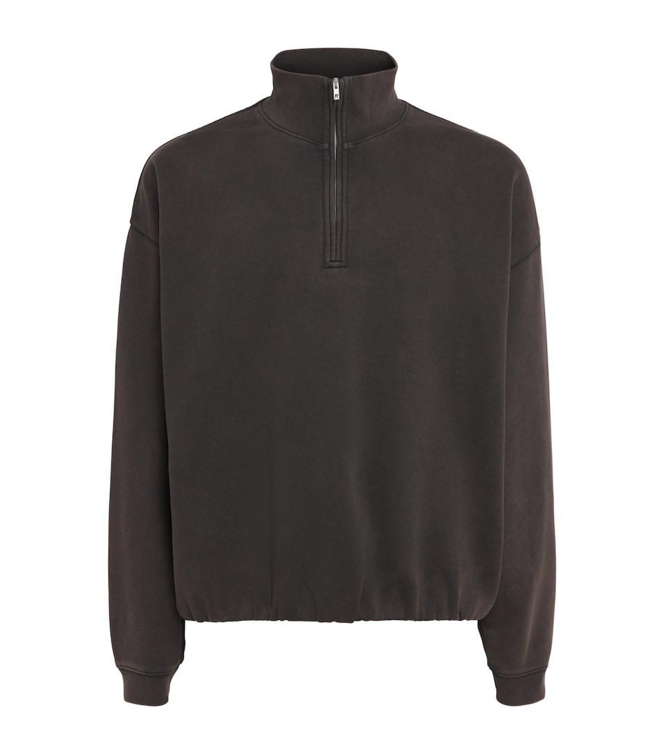 Represent Mens Cotton Initial Quarter-Zip Sweatshirt Coffee