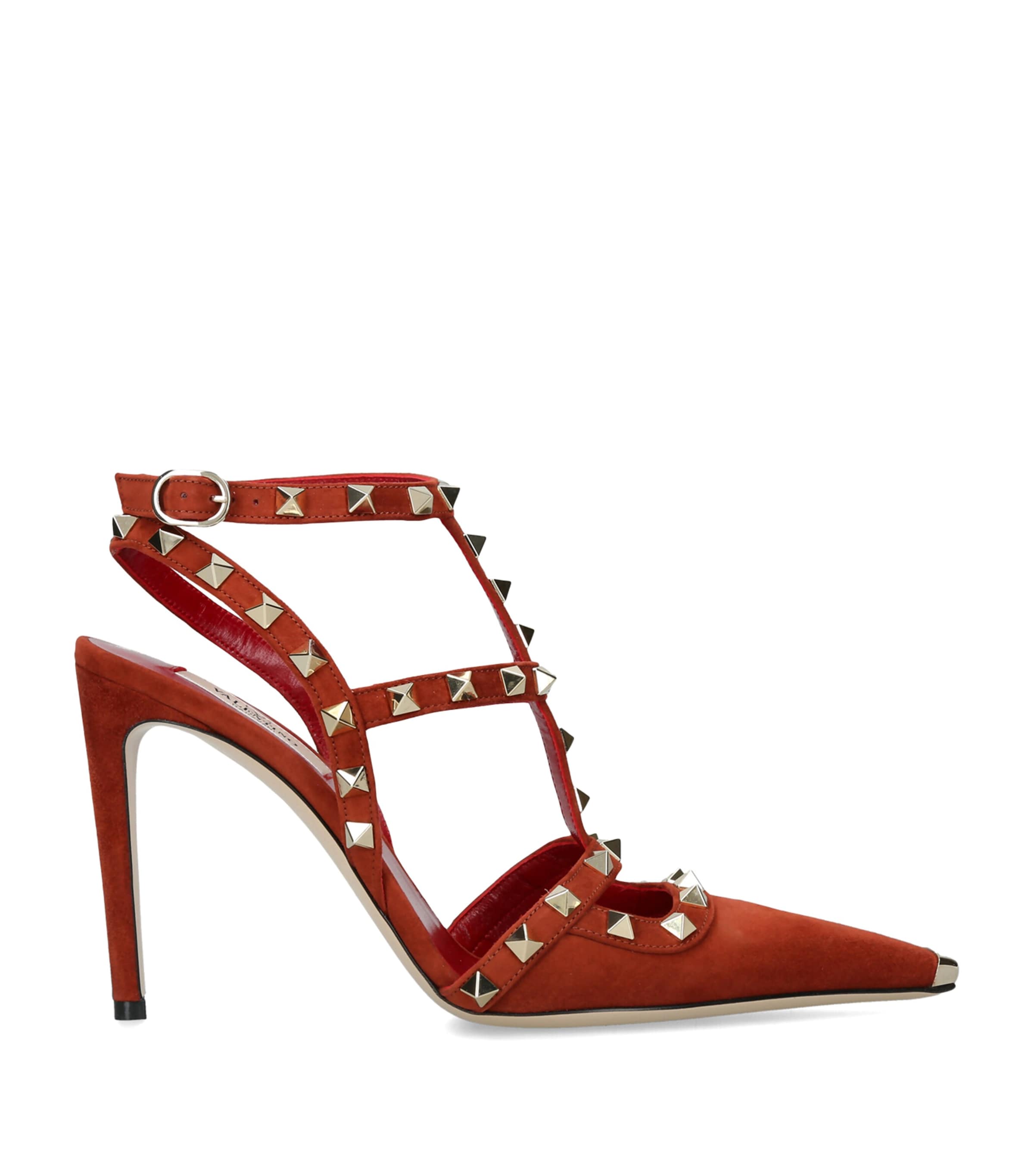 Valentino Garavani Suede Rockstud Pumps 100 Rust