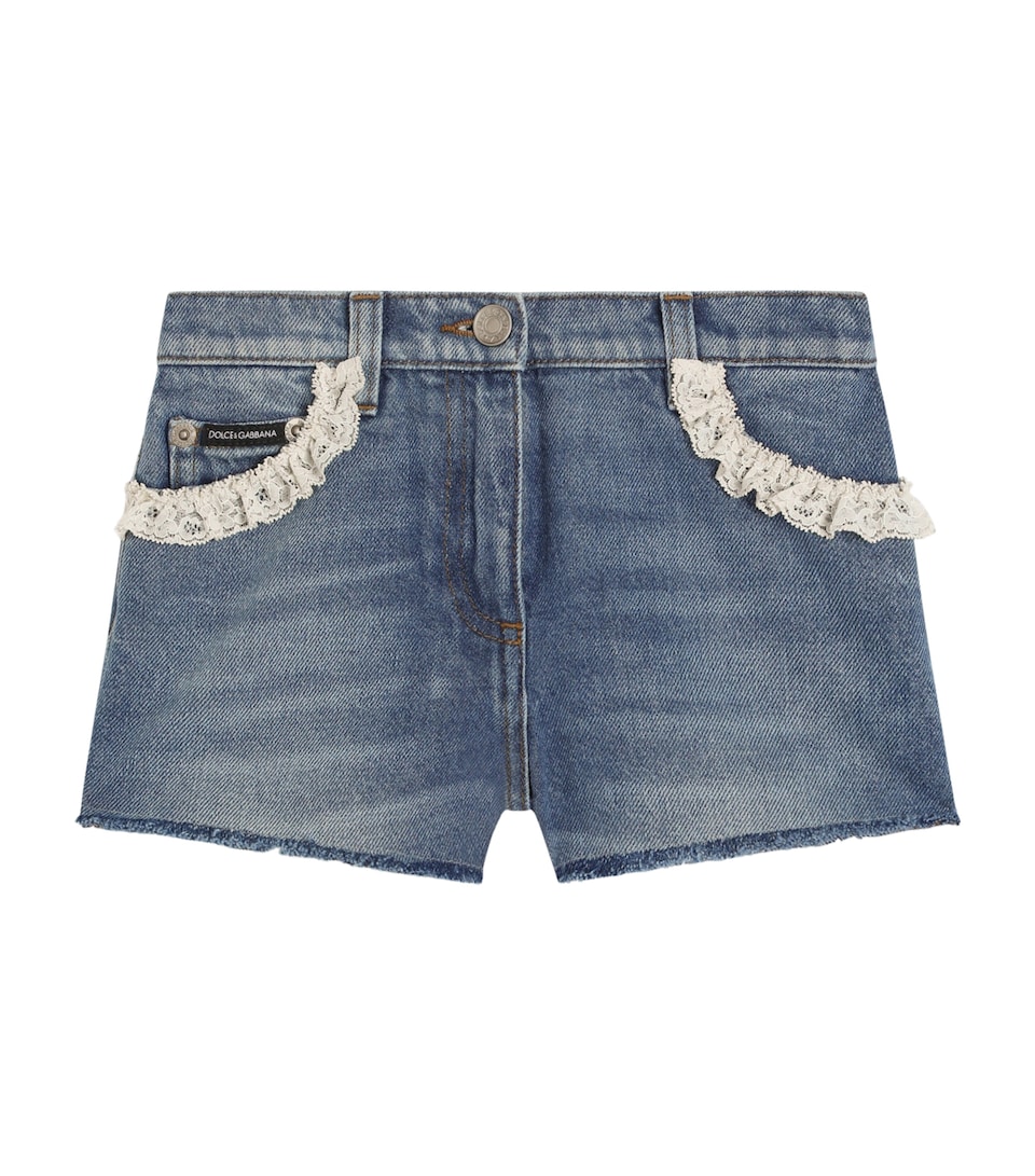Dolce&Gabbana Kids Lace-Trim Denim Shorts (8-12+ Years) Combined Colou