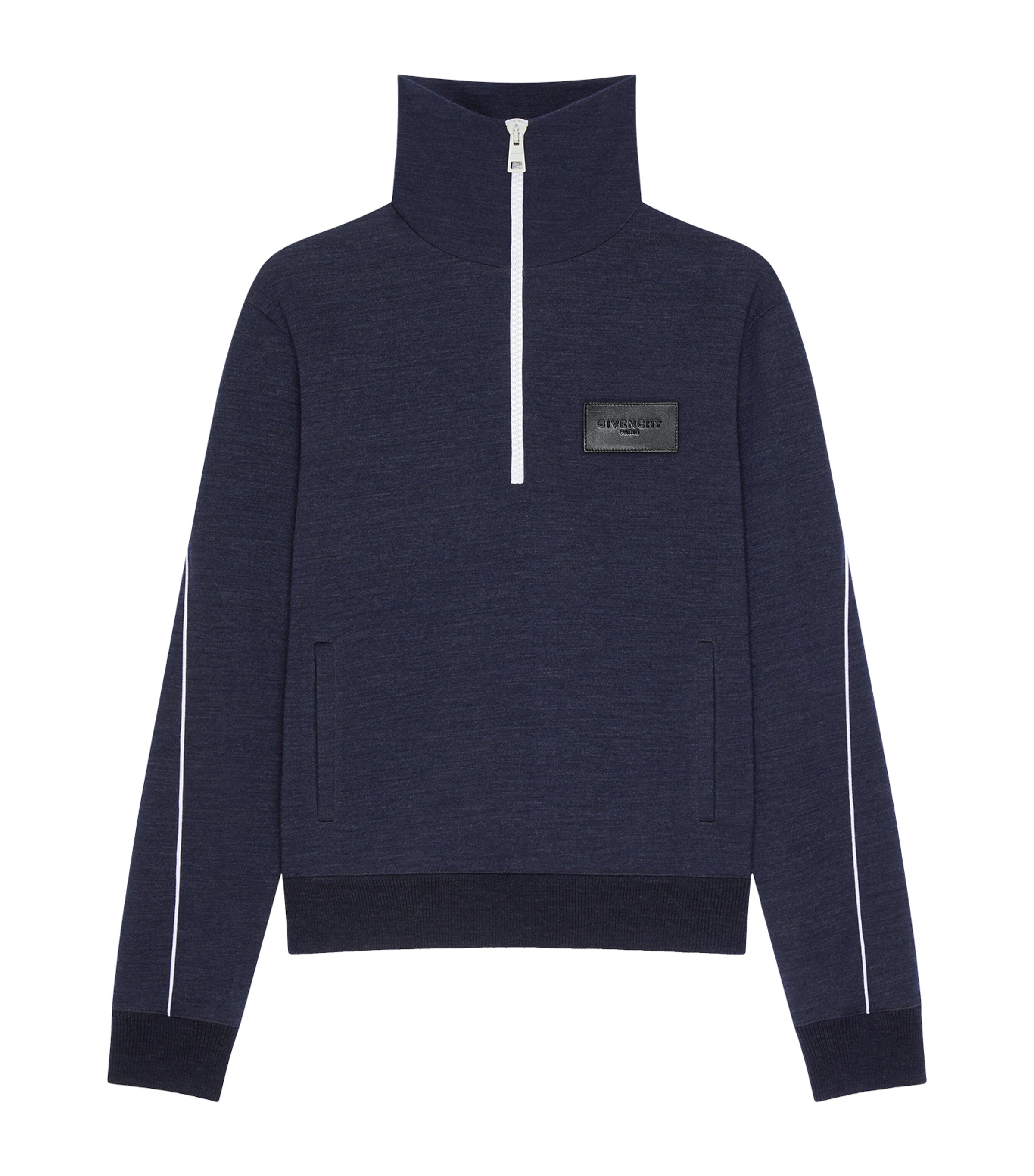 Givenchy Mens Wool-Blend Half-Zip Sweatshirt Dark Navy