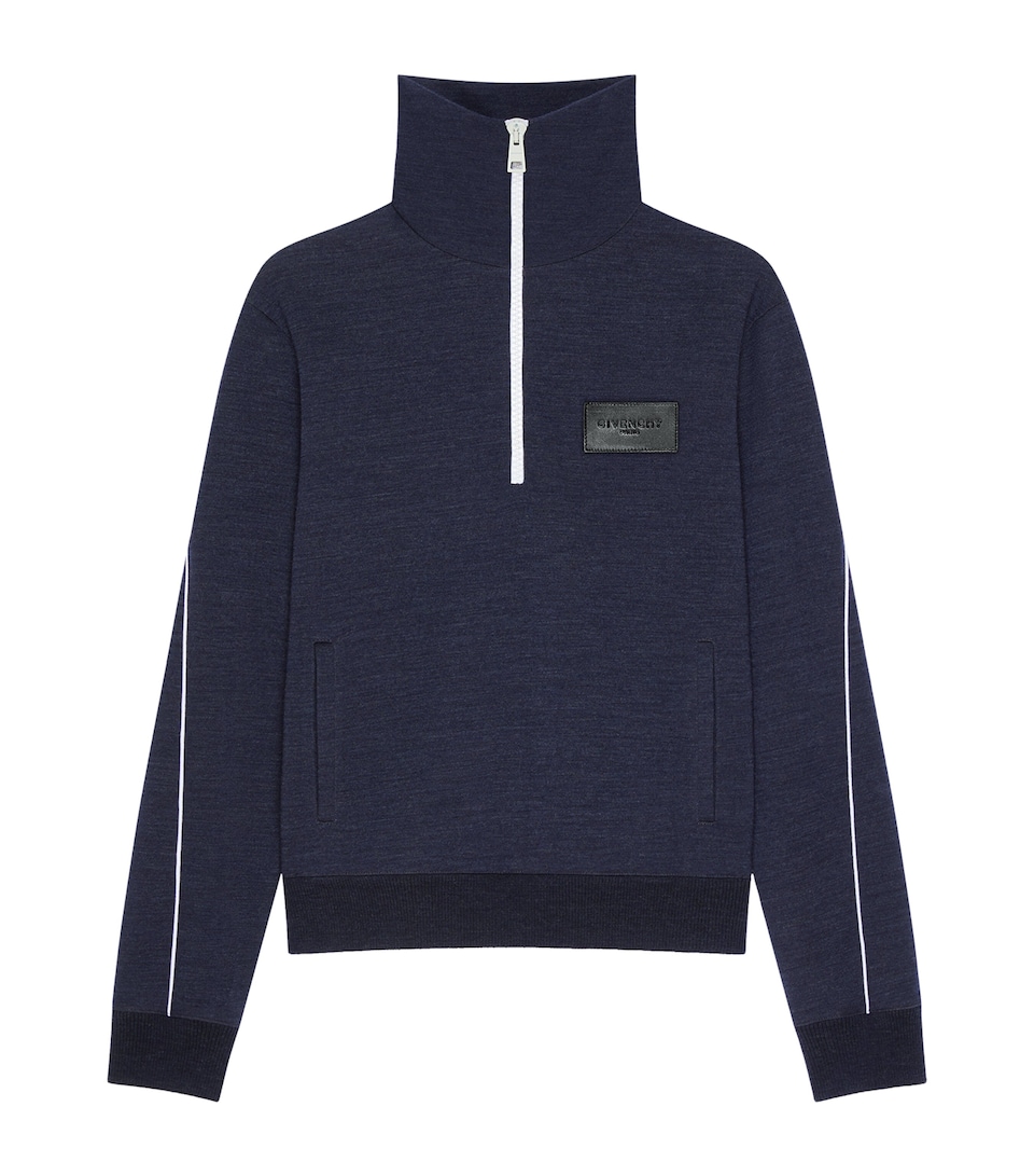 Givenchy Mens Wool-Blend Half-Zip Sweatshirt Dark Navy
