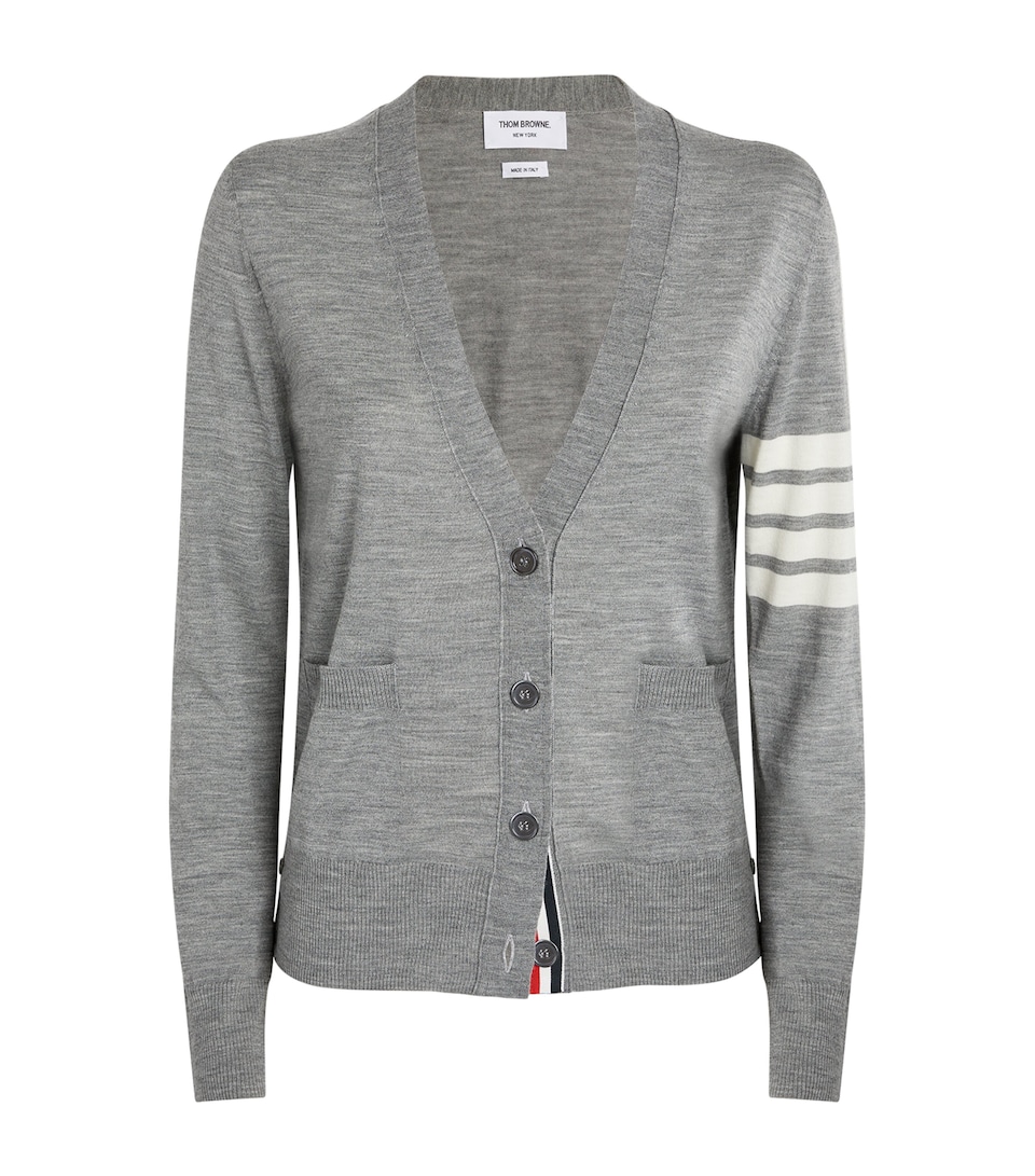 Wool 4-Bar Stripe Cardigan