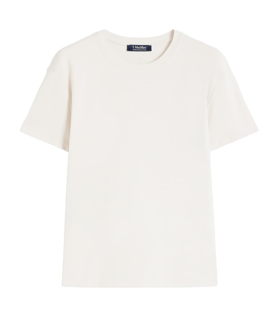 Max Mara Womens Cotton Embroidered Logo T-Shirt Sand