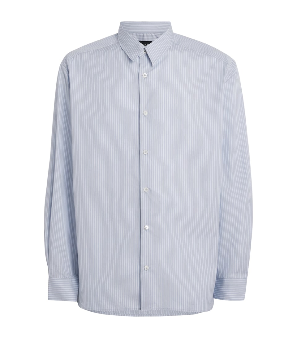A.P.C. Mens Organic Cotton Stripe Shirt Iac Blue Grey
