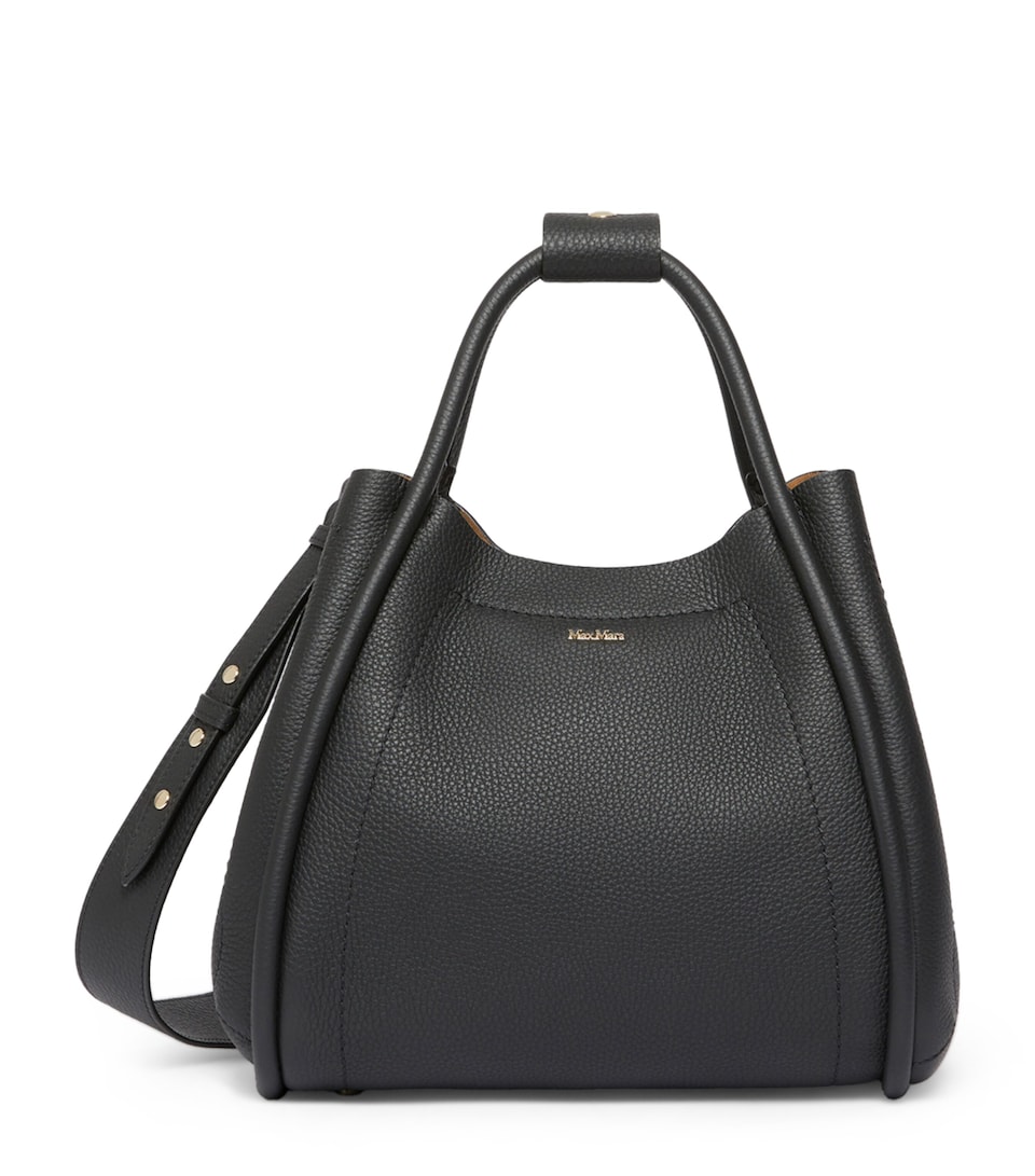 Max Mara Small Leather Marine Top-Handle Bag Black