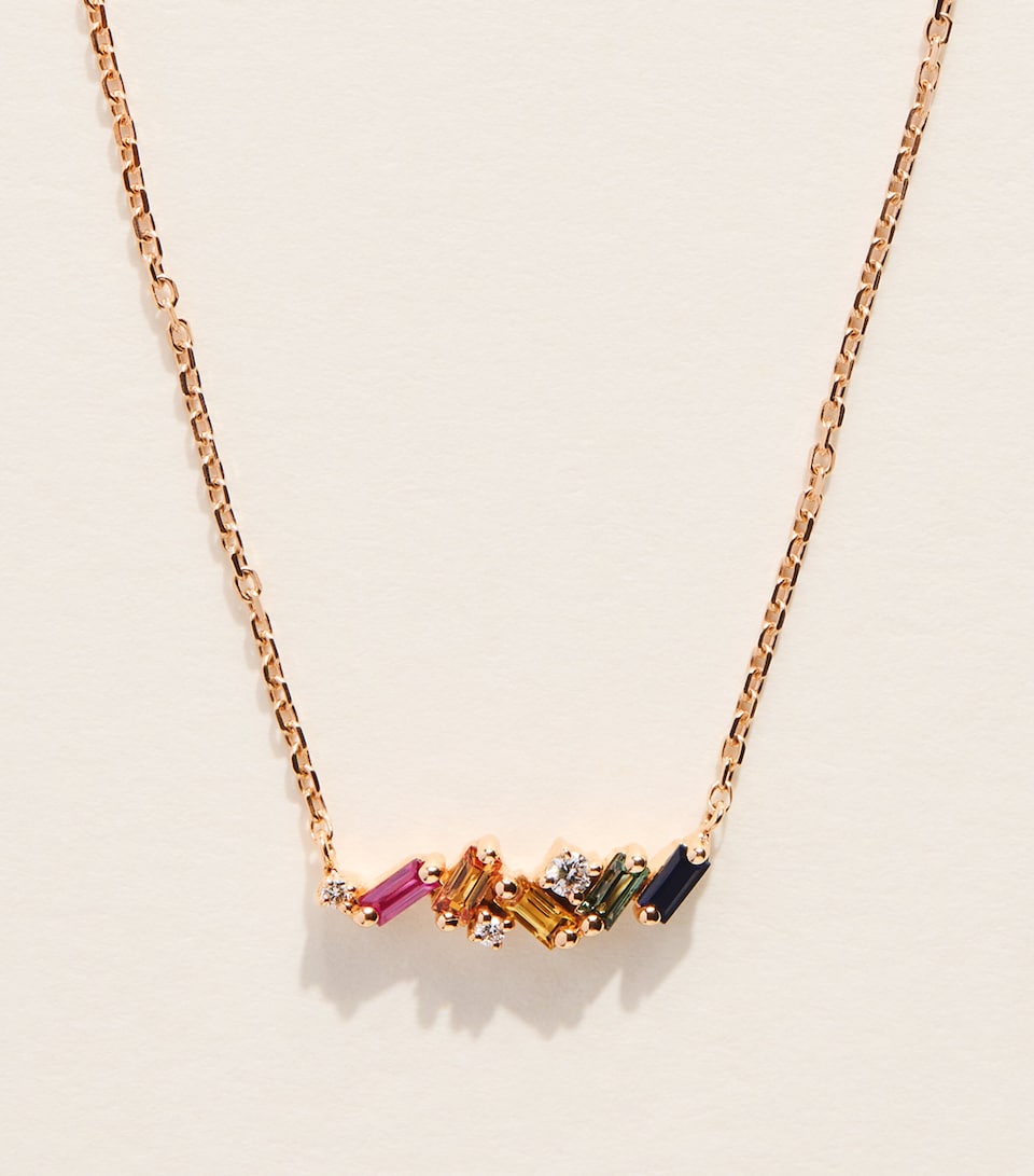 Suzanne Kalan Rose Gold, Diamond and Rainbow Sapphire Mini Frenzy Necklace Rg/rs