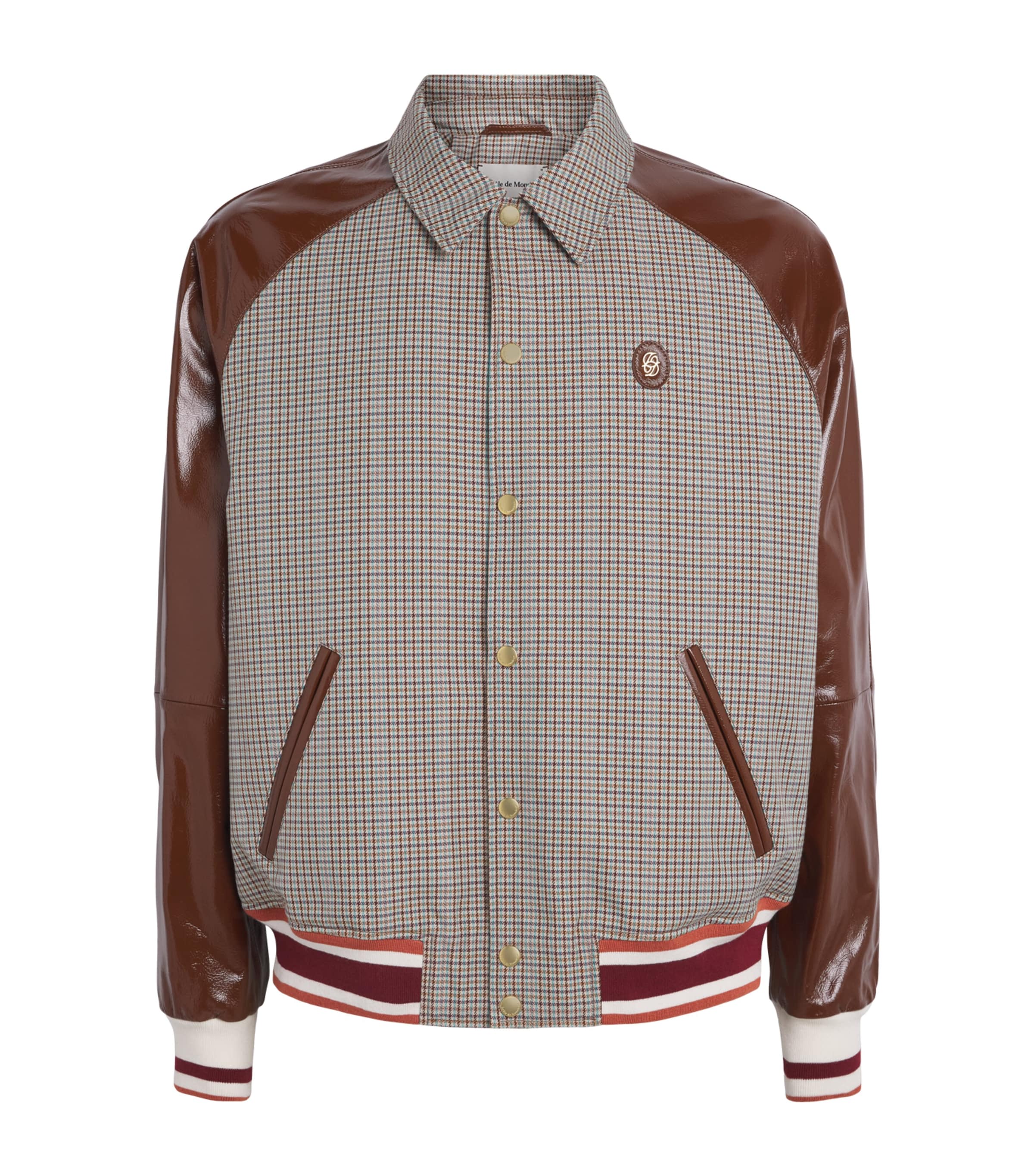 Drôle De Monsieur Mens Check Bomber Jacket Beige