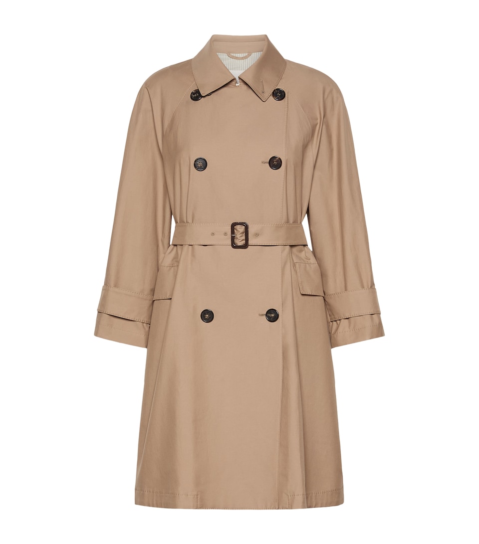 Max Mara Womens Water-Repellent Short Trench Coat Camel