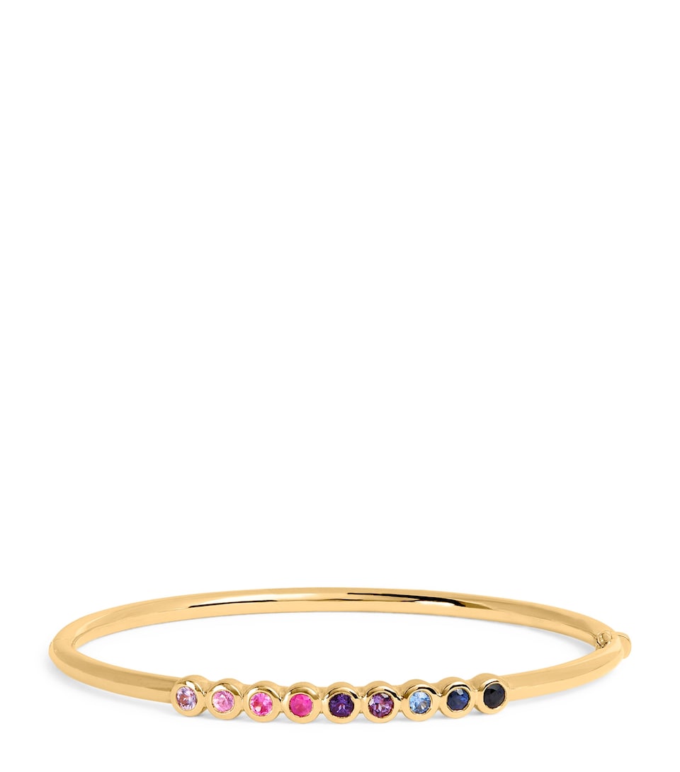 Yellow Gold and Mixed Sapphire Jill Bangle