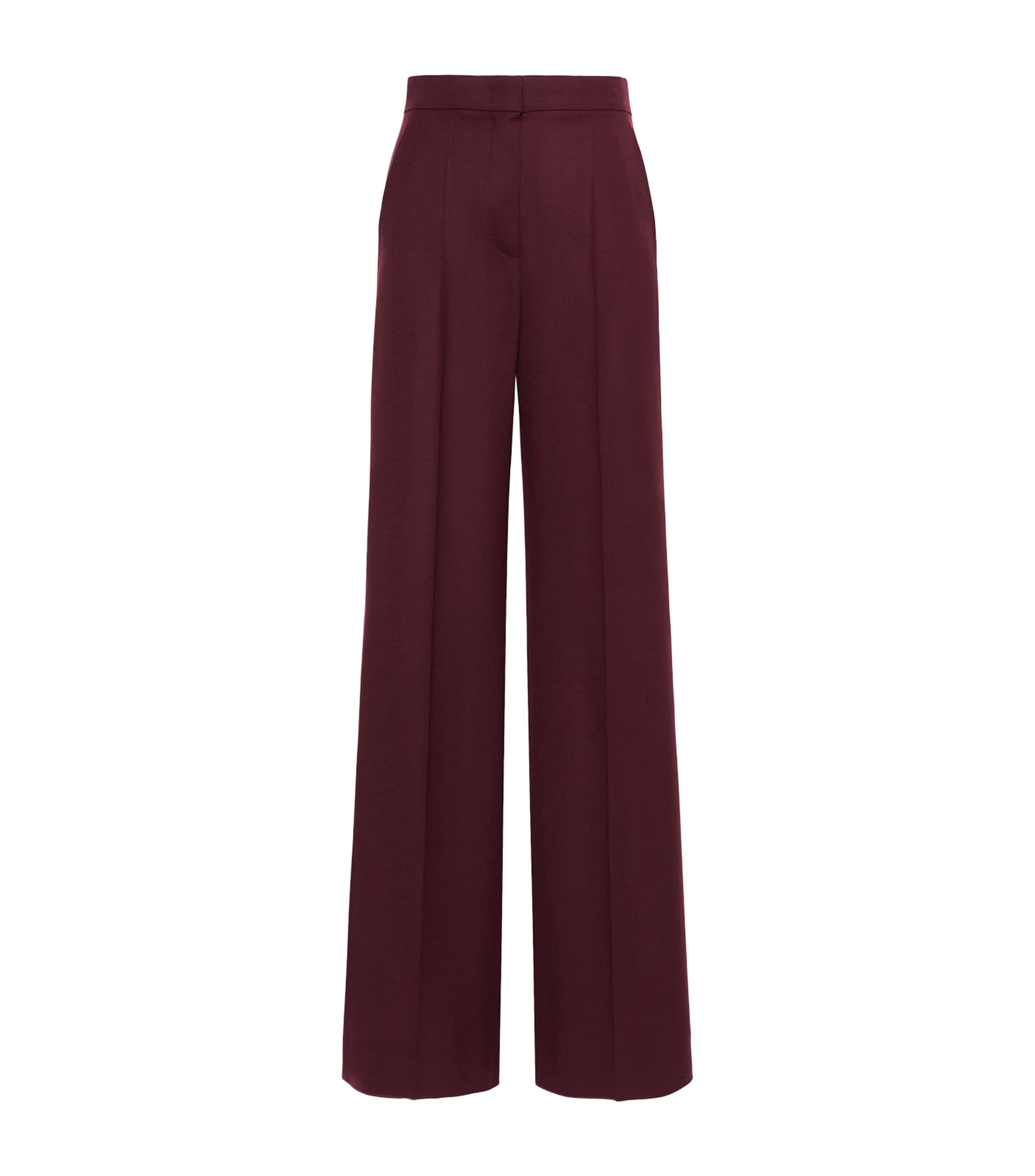 Max Mara Womens Virgin Wool Wide-Leg Trousers Wine Coloured