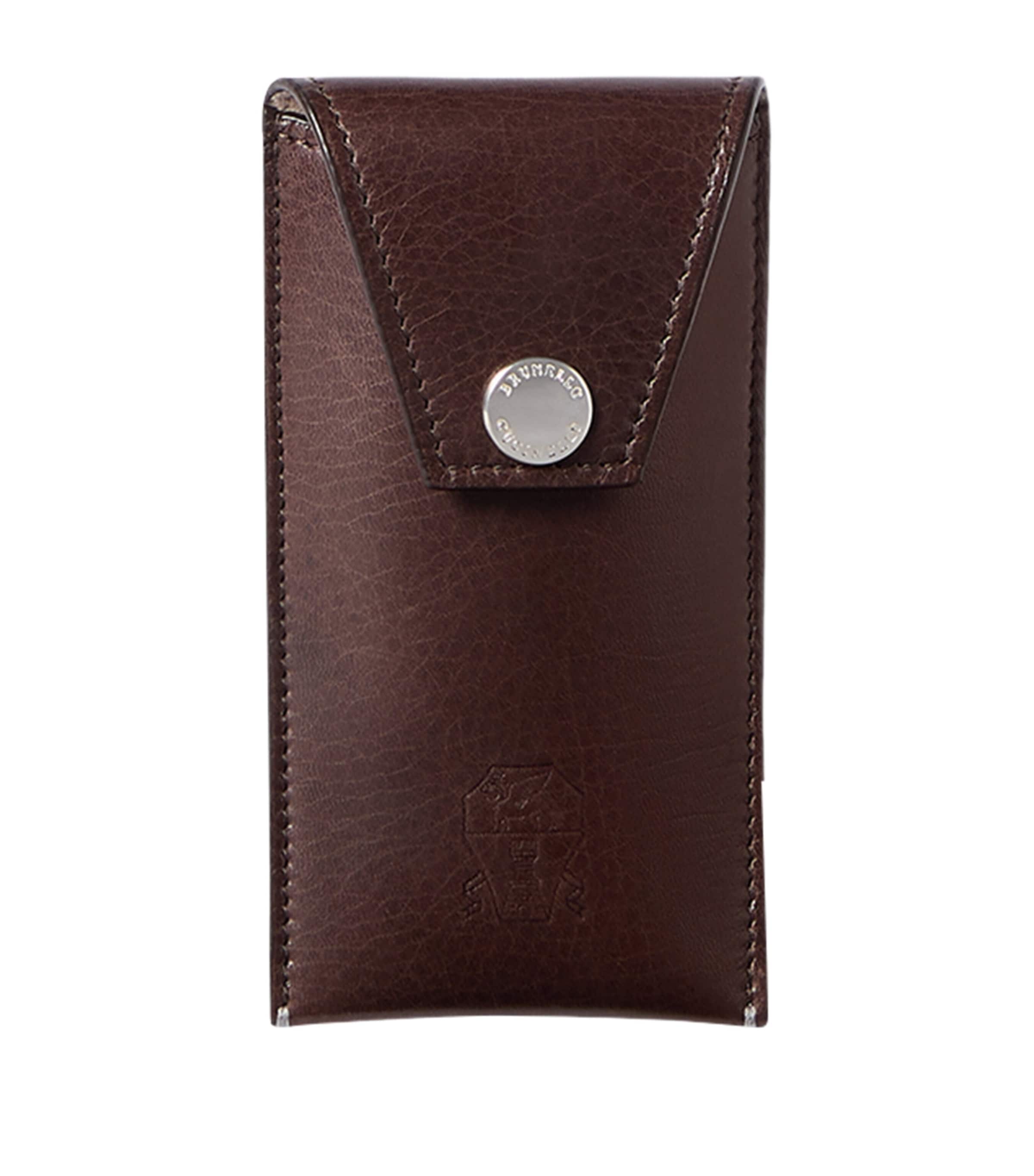 Brunello Cucinelli Leather Watch Case Dark Brown