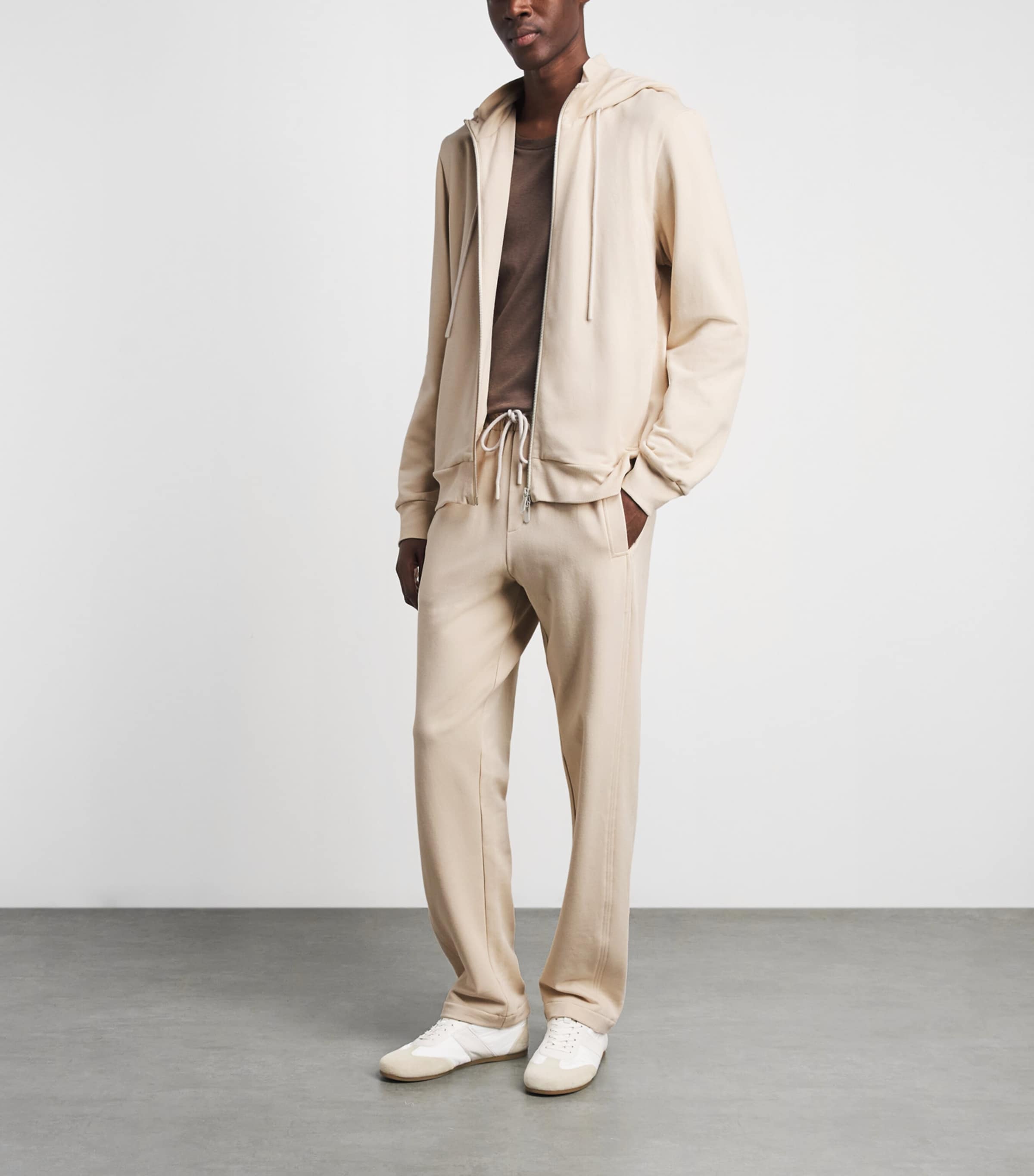Zimmerli Mens Winter Lounge Zip-Up Hoodie Beige