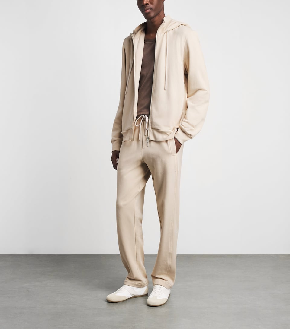 Zimmerli Mens Winter Lounge Zip-Up Hoodie Beige