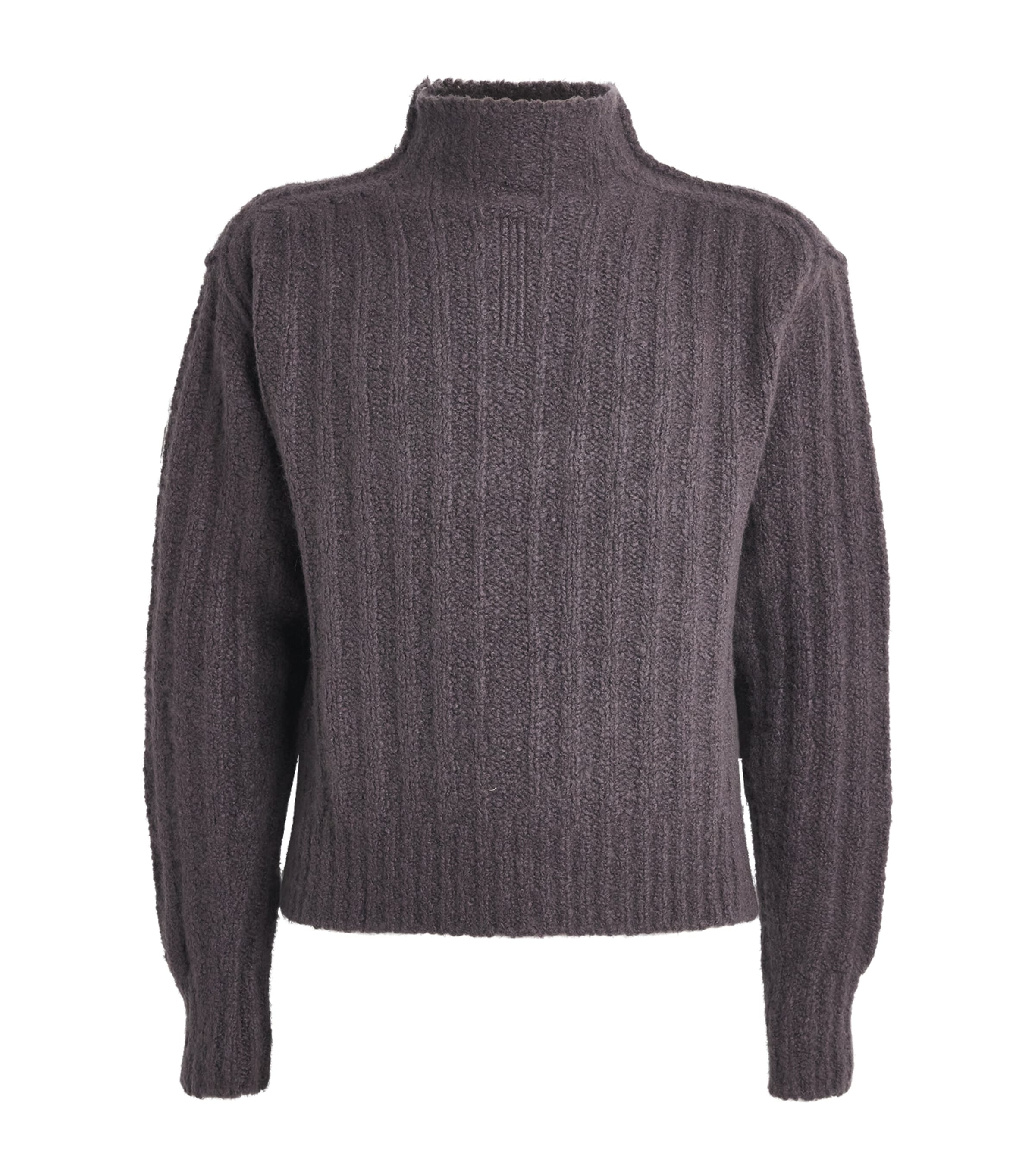Rick Owens Mens Cashmere-Silk Funnel-Neck Sweater Drkdust