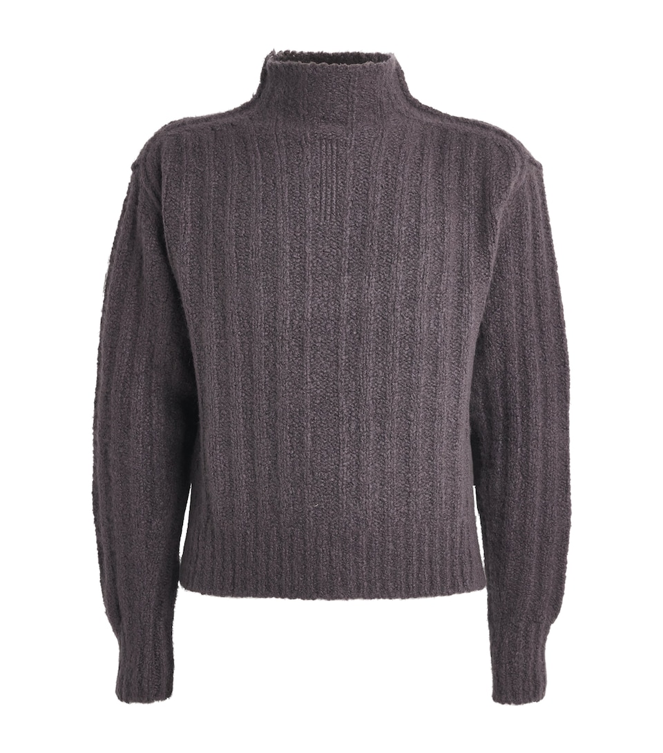 Rick Owens Mens Cashmere-Silk Funnel-Neck Sweater Drkdust