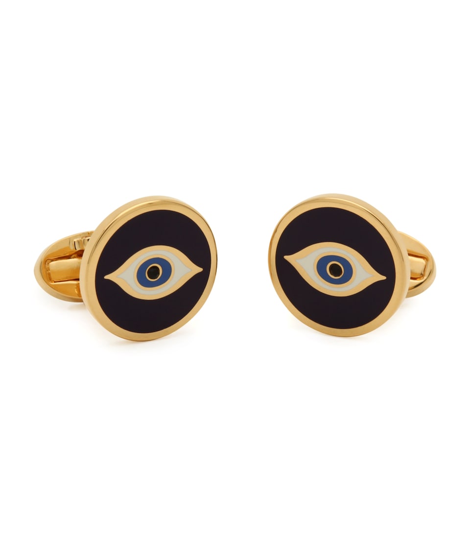 Gold and Enamel Evil Eye Cufflinks